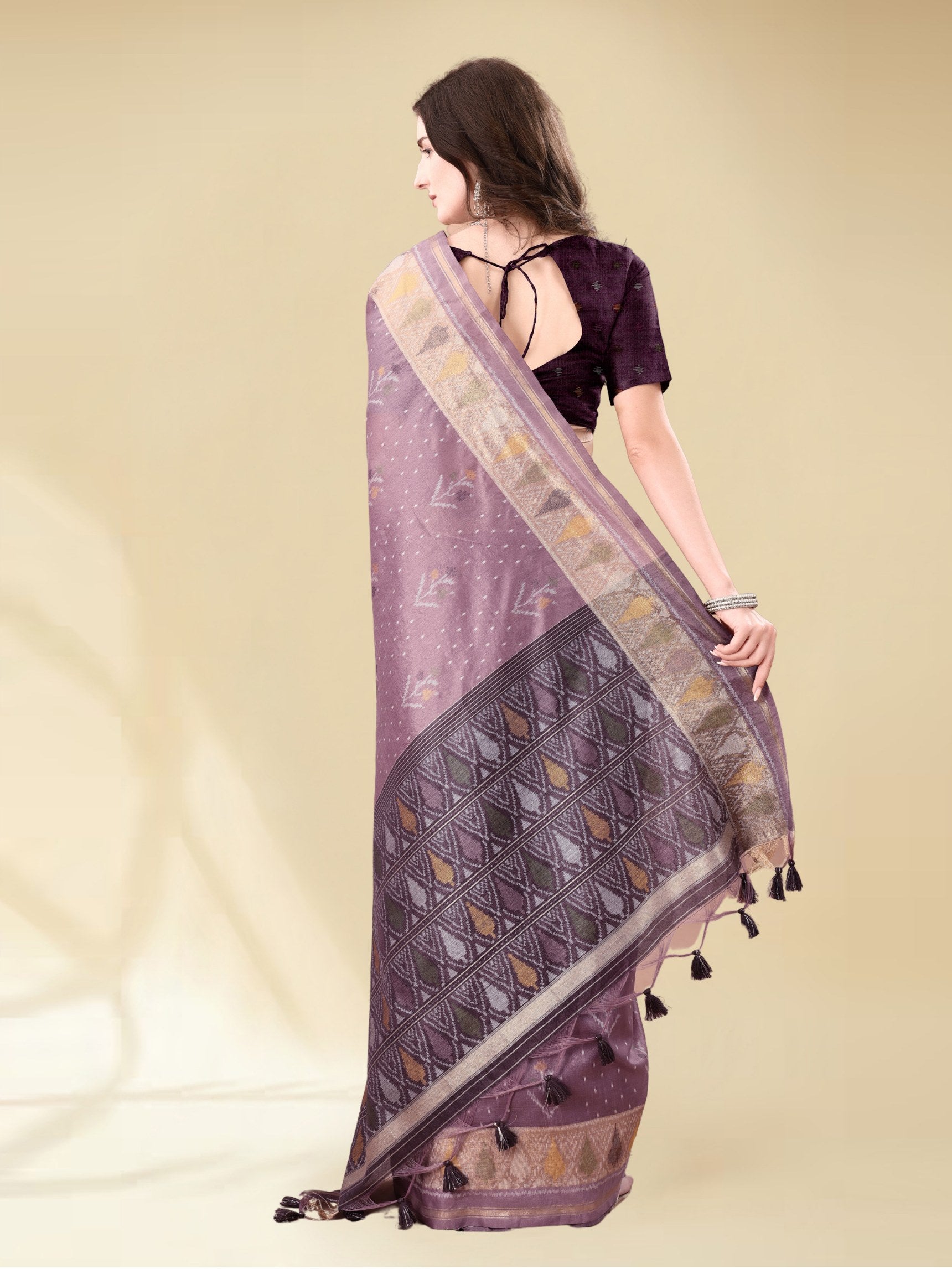 ART SILK LEAF SAREE WITH BLOUSE