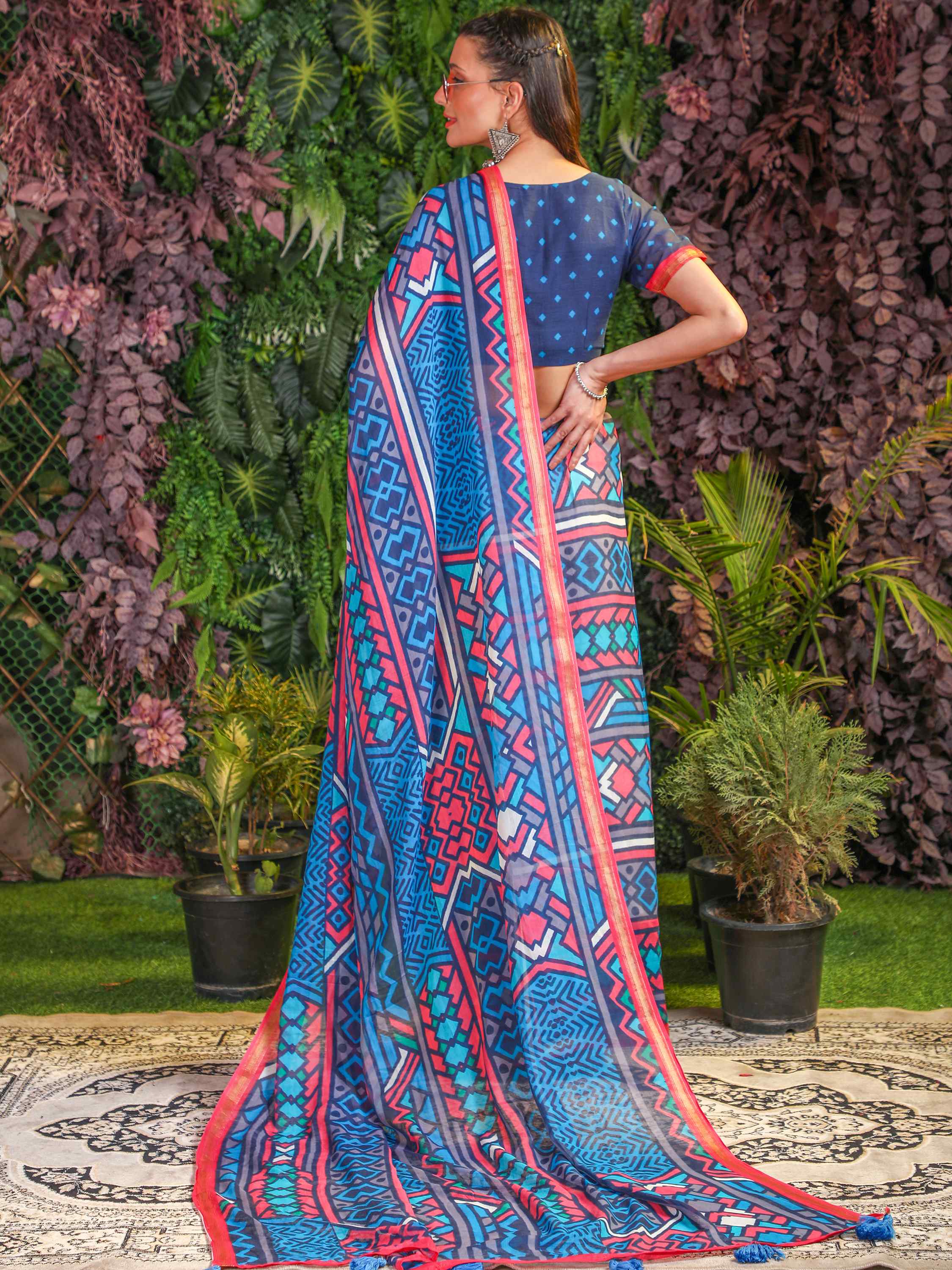 VISCOSE MUL LIVA DIGITAL PRINTED SAREE WITH BLOUSE
