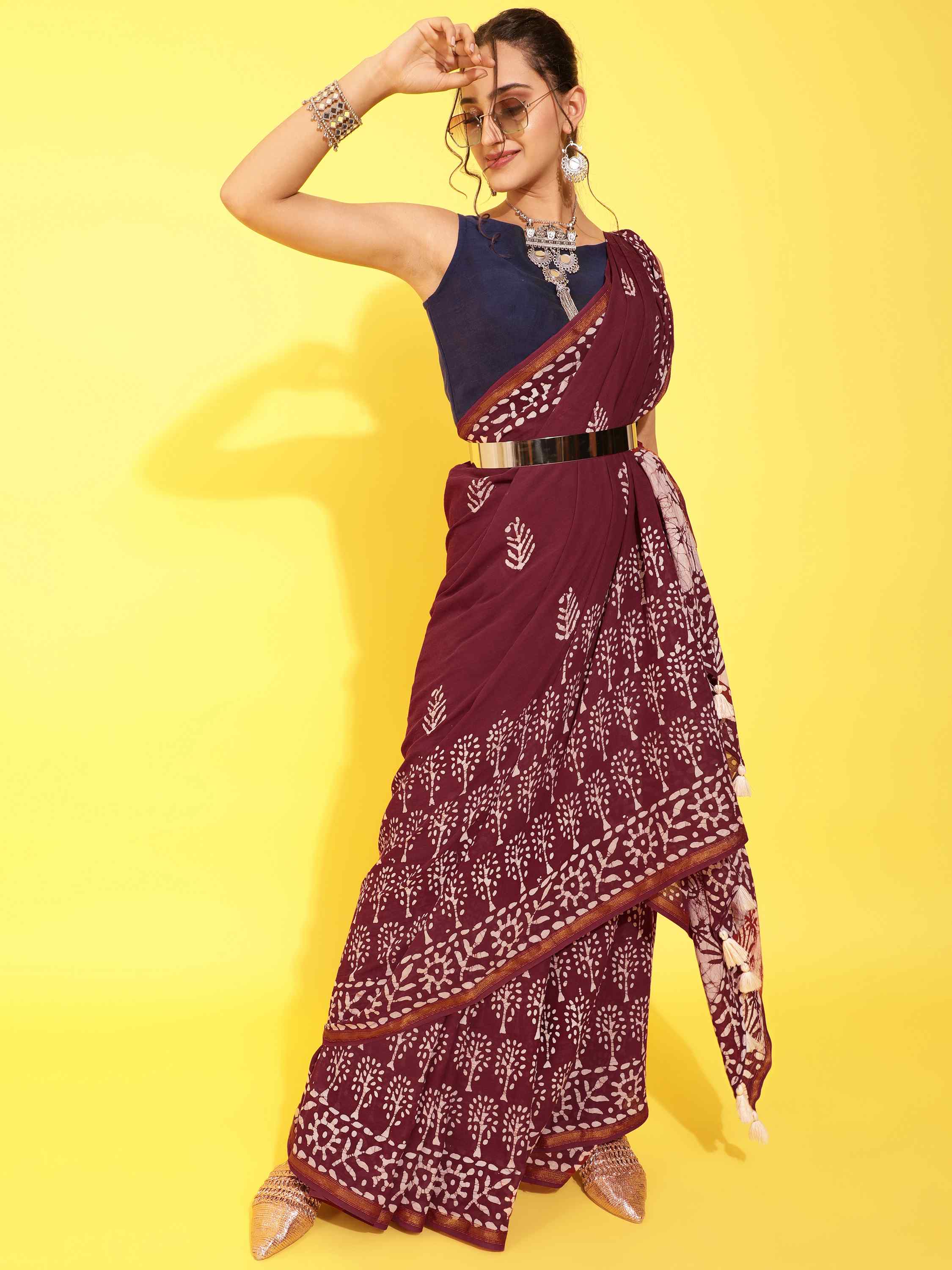 VISCOSE MUL LIVA BATIK PRINTED SAREE