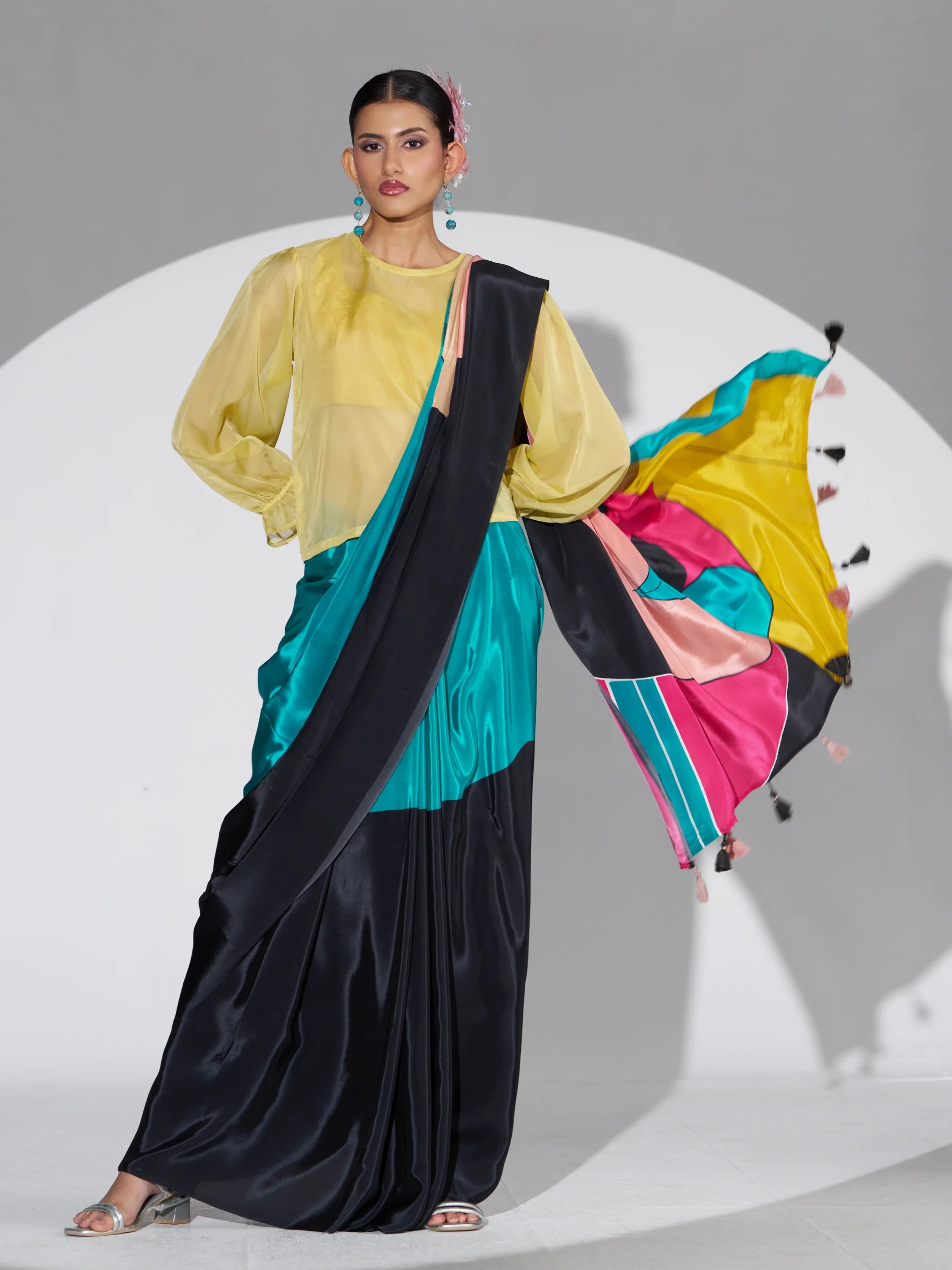 NATURAL CRAPE DIGITAL PRINTED SAREE