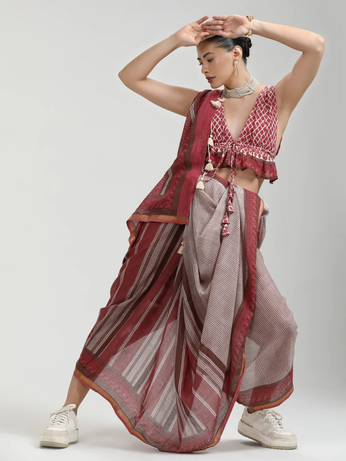 VISCOSE MUL LIVA BLOCK PRINTED SAREE