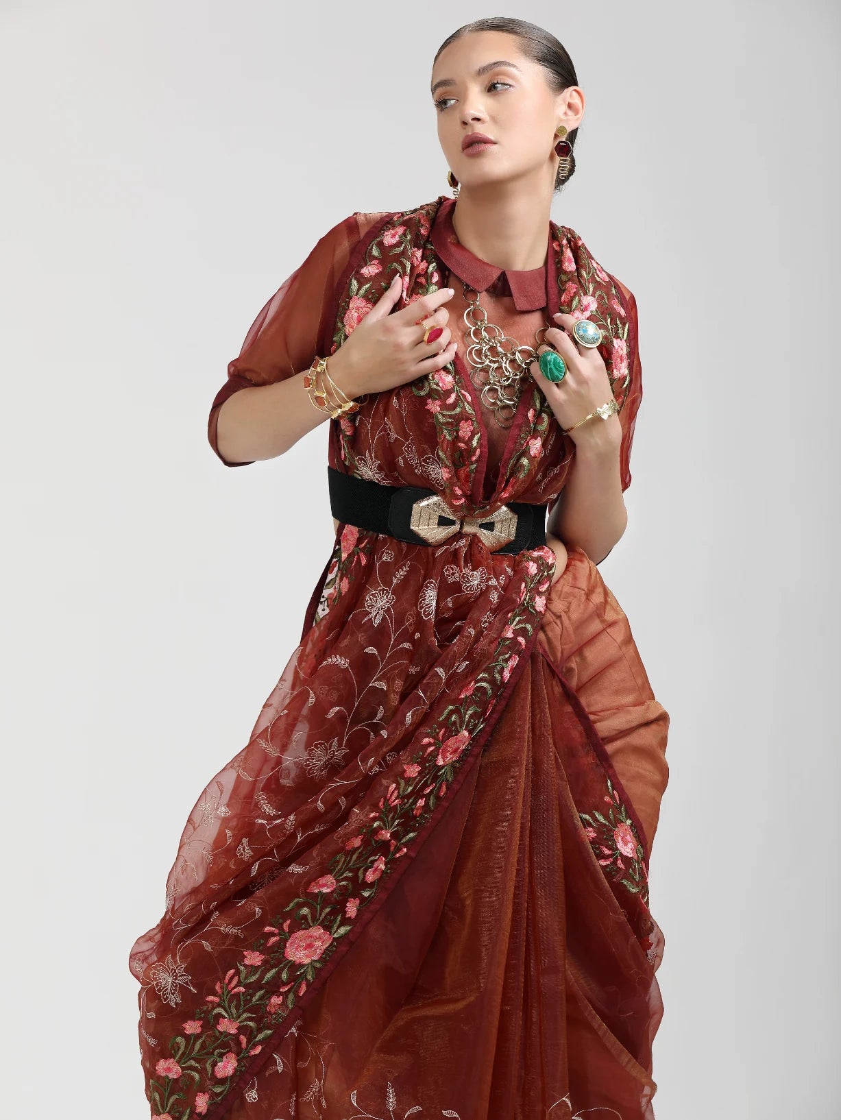 ORGANZA MONO GOLD EMBROIDERY SAREE