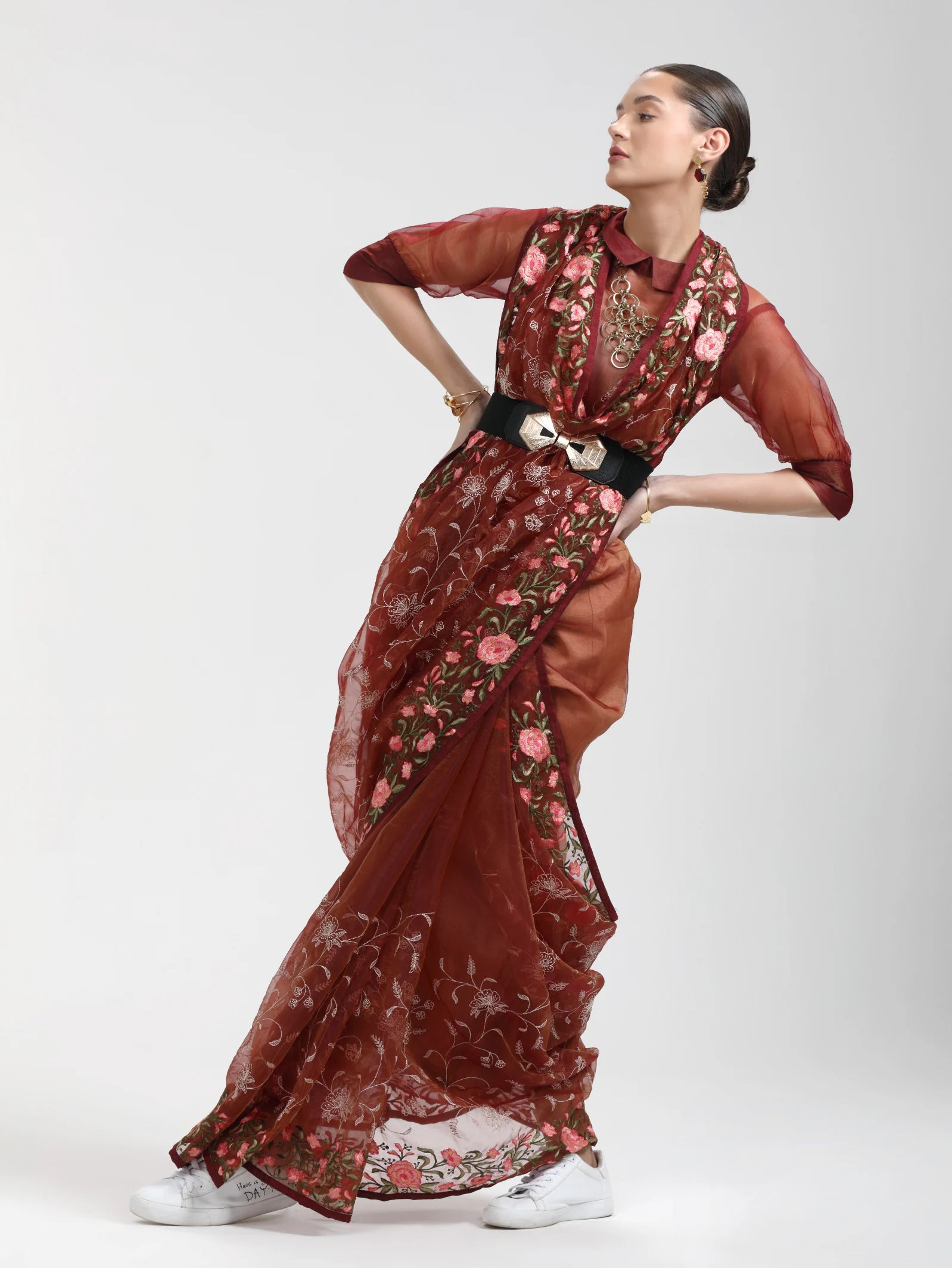 ORGANZA MONO GOLD EMBROIDERY SAREE