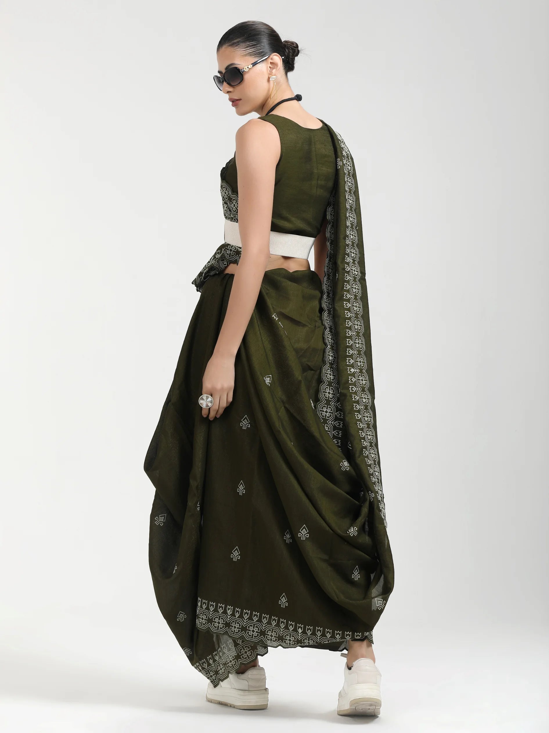 ART SILK TITANIUM KANTHA EMBROIDERY SAREE