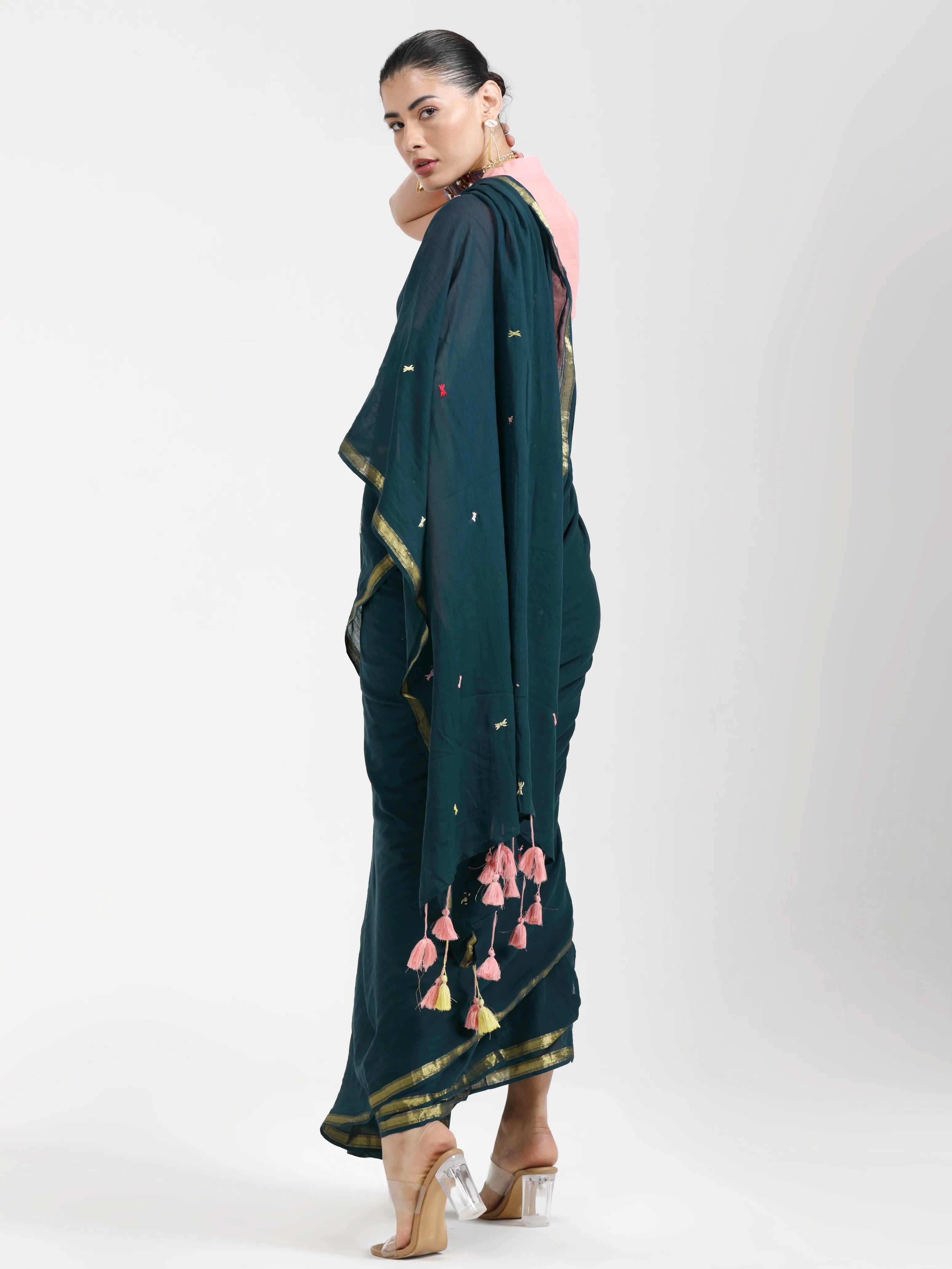 VISCOSE MUL HAND EMBROIDERED LIVA SAREE