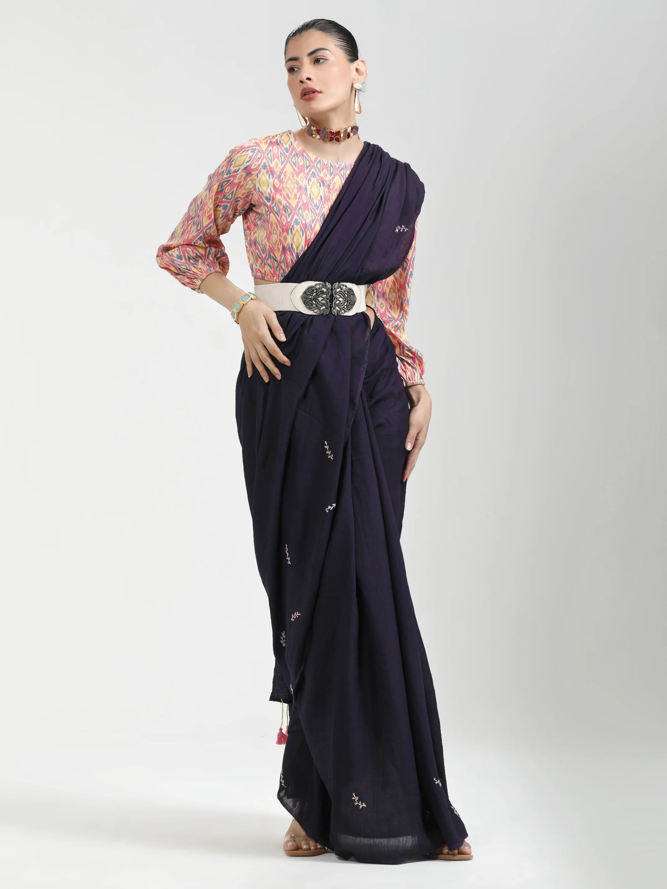 PERI PERI HAND EMBROIDERED LIVA SAREE