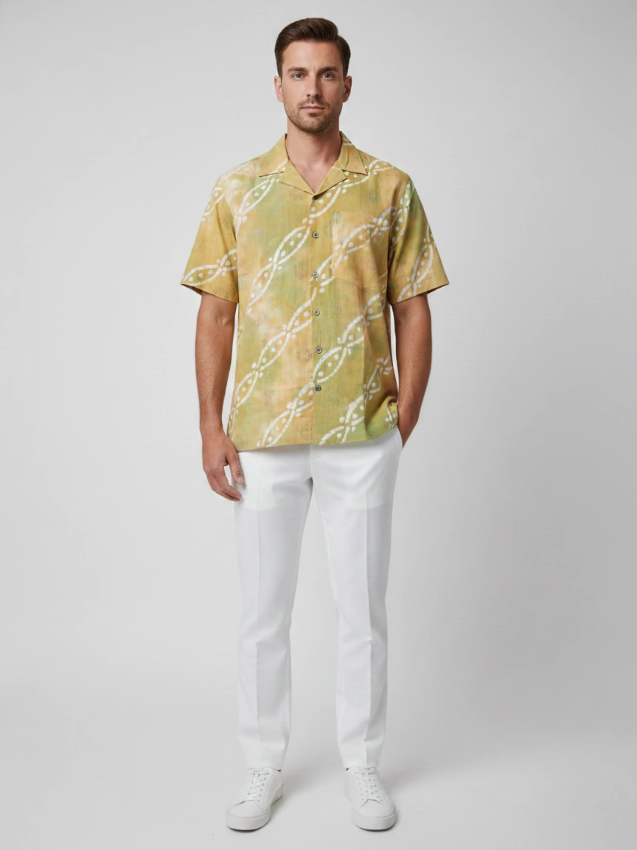 C.C COIN BATIK YELLOW MENS SHIRT