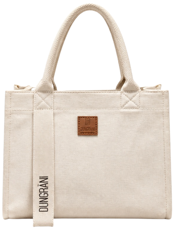 NATURAL BEIGE MIDIUM SQUAR TOTE BAG