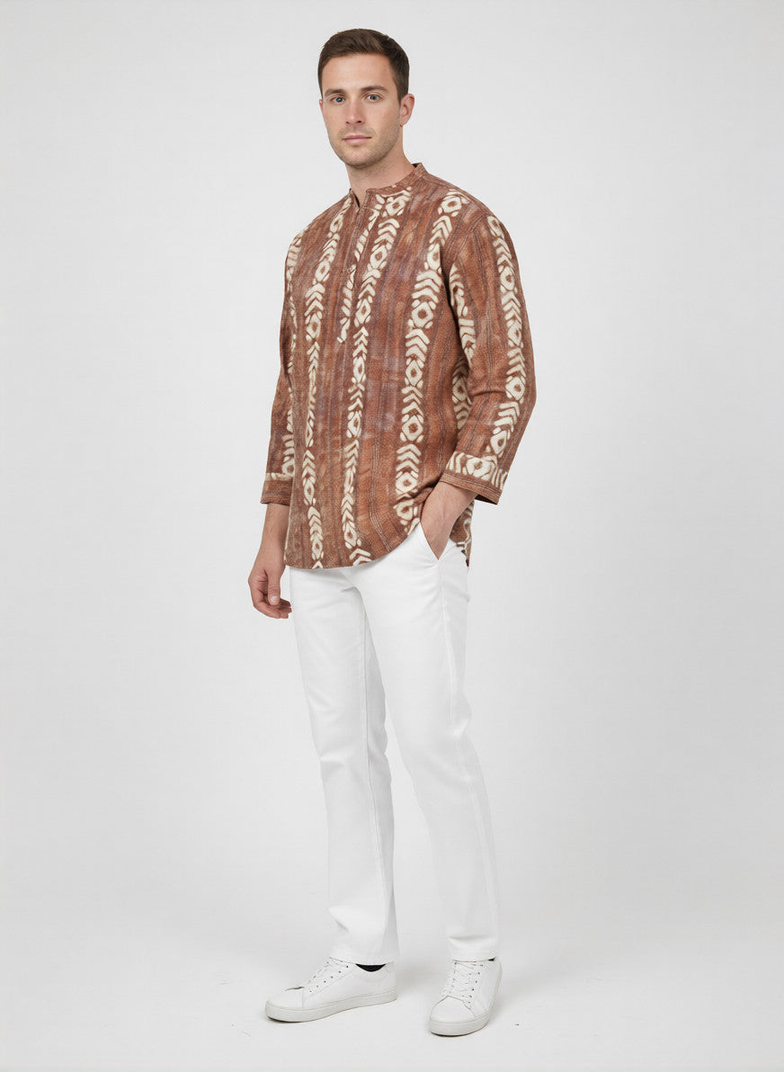 C.C NR GOLD BATIK RUST MENS SHIRT