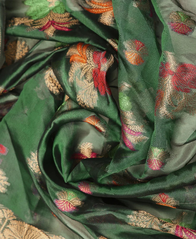 GREEN SILK VICTORIA SAREE