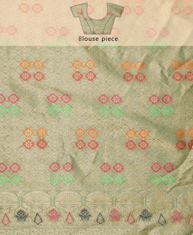 GREEN SILK VICTORIA SAREE