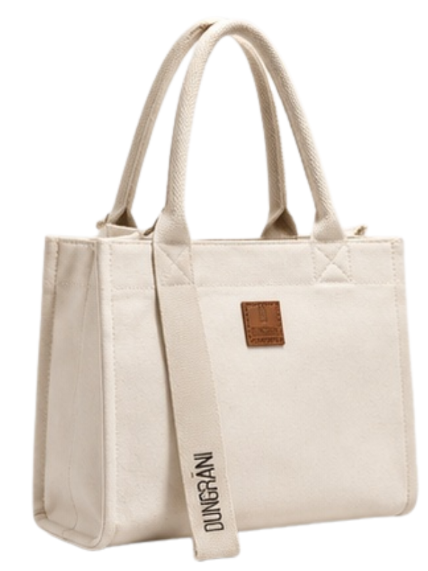 NATURAL BEIGE MIDIUM SQUAR TOTE BAG