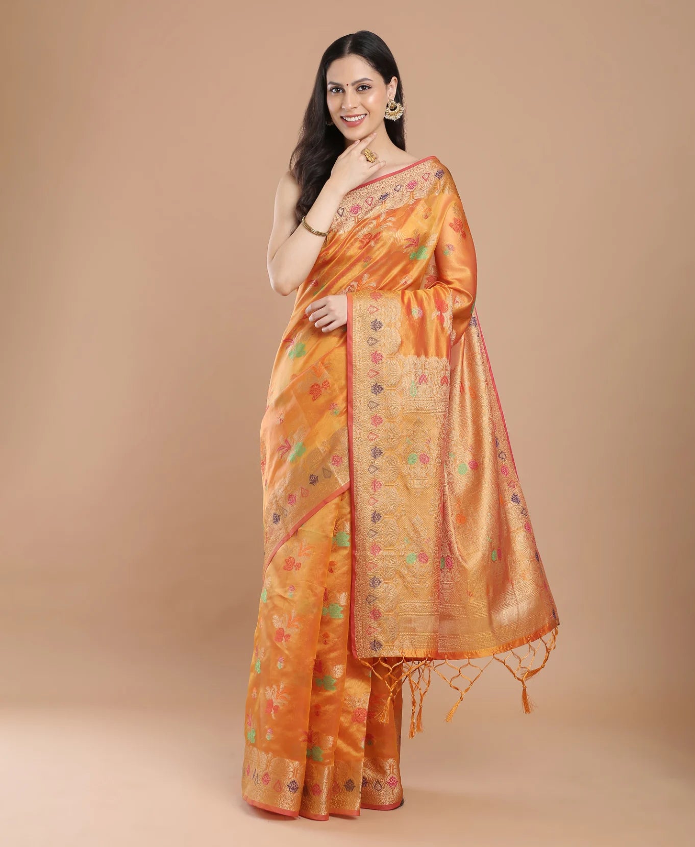 YELLOW SILK VICTORIA SAREE