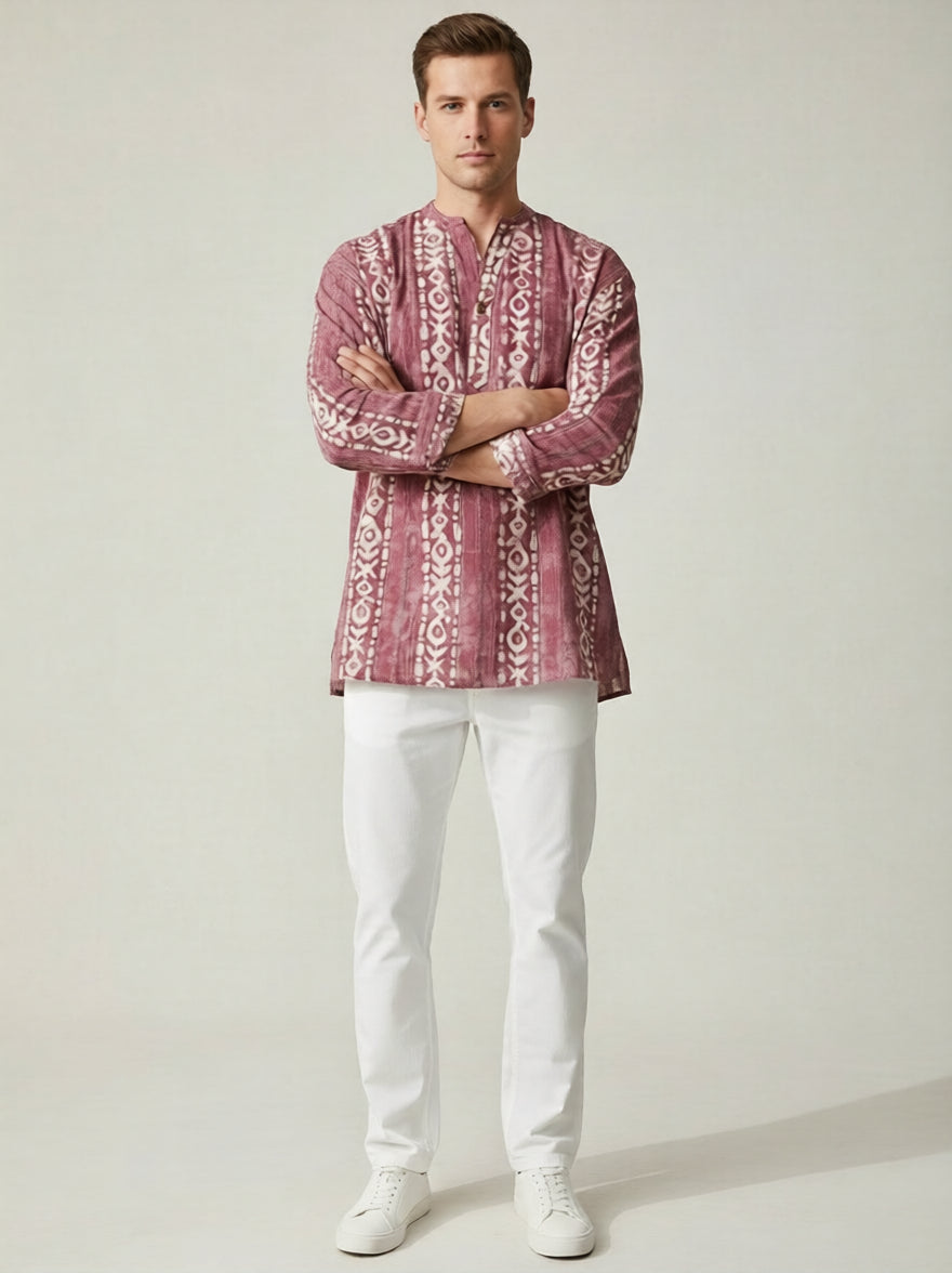 C.C NR GOLD BATIK MAUVE MENS SHIRT