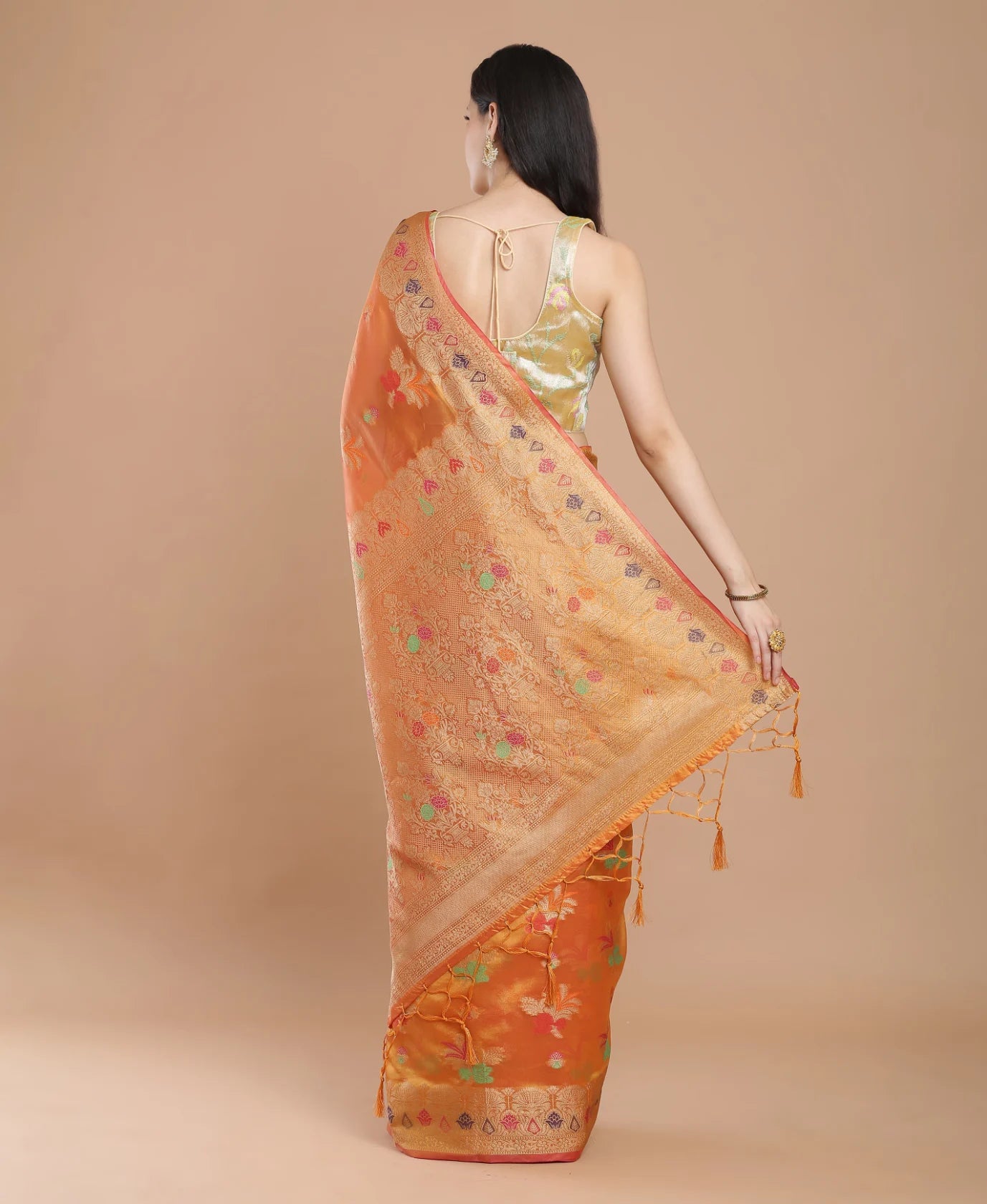YELLOW SILK VICTORIA SAREE