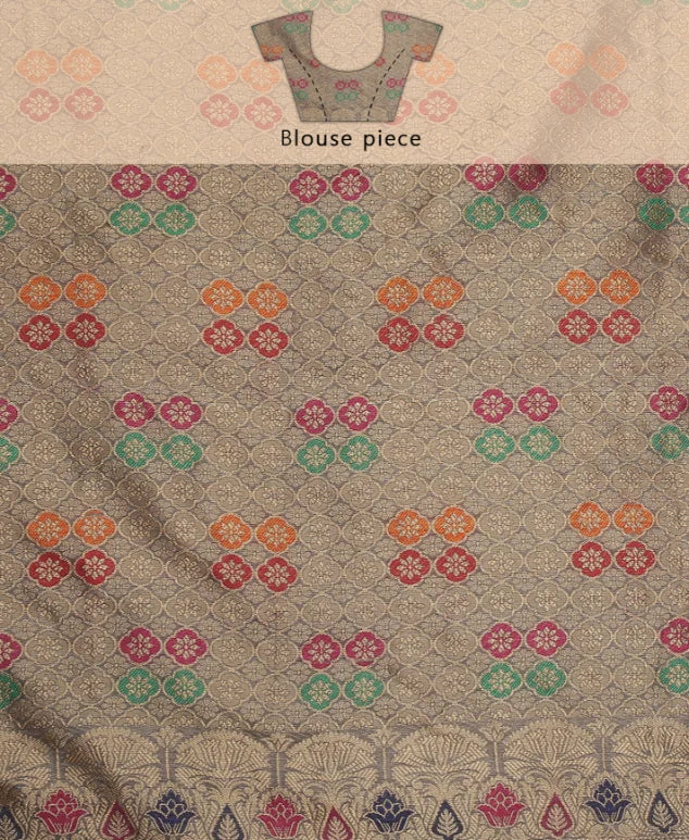 GRAY SILK VICTORIA SAREE