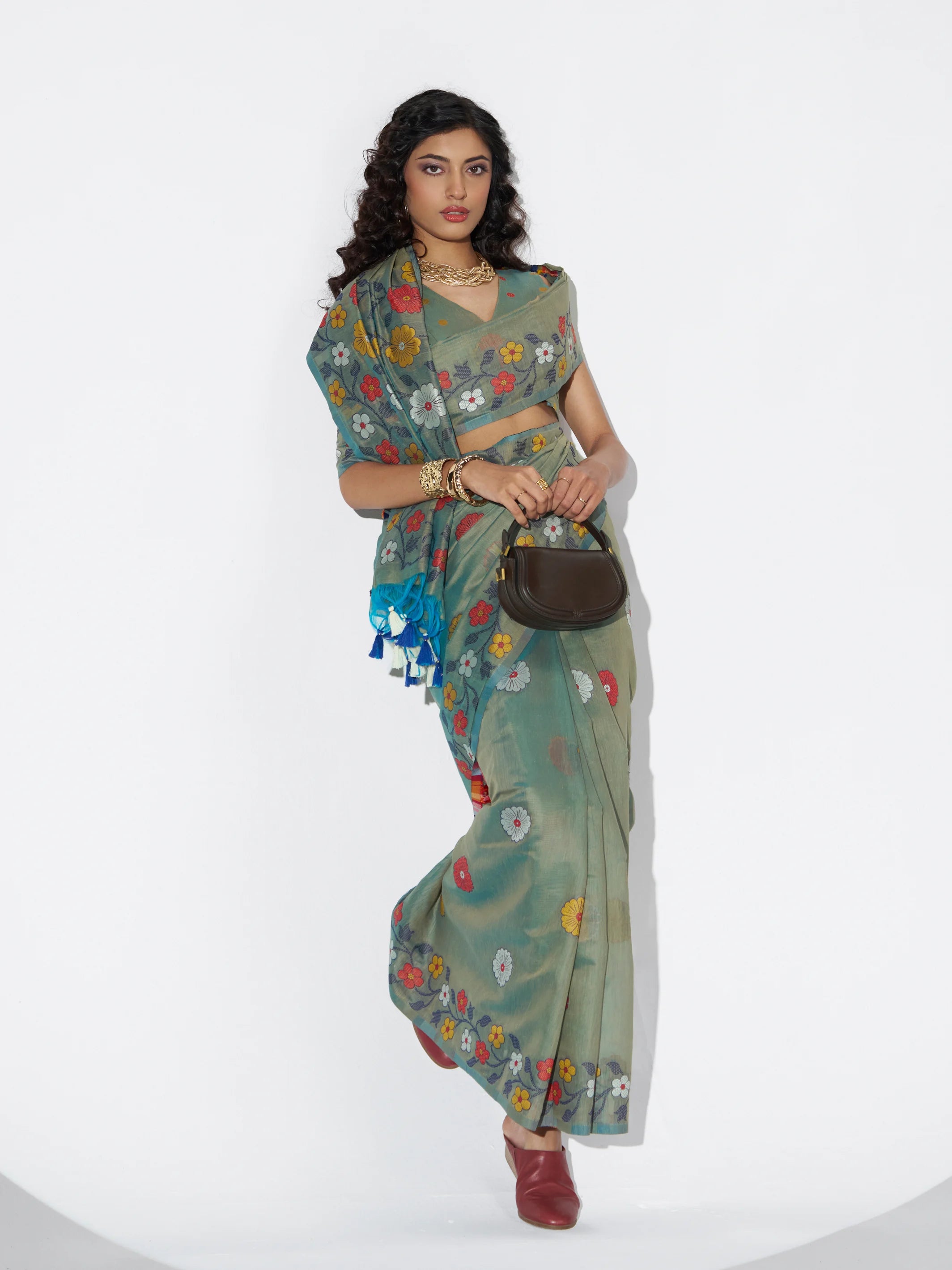COTTON SILK GARDENIA SAREE WITH BLOUSE