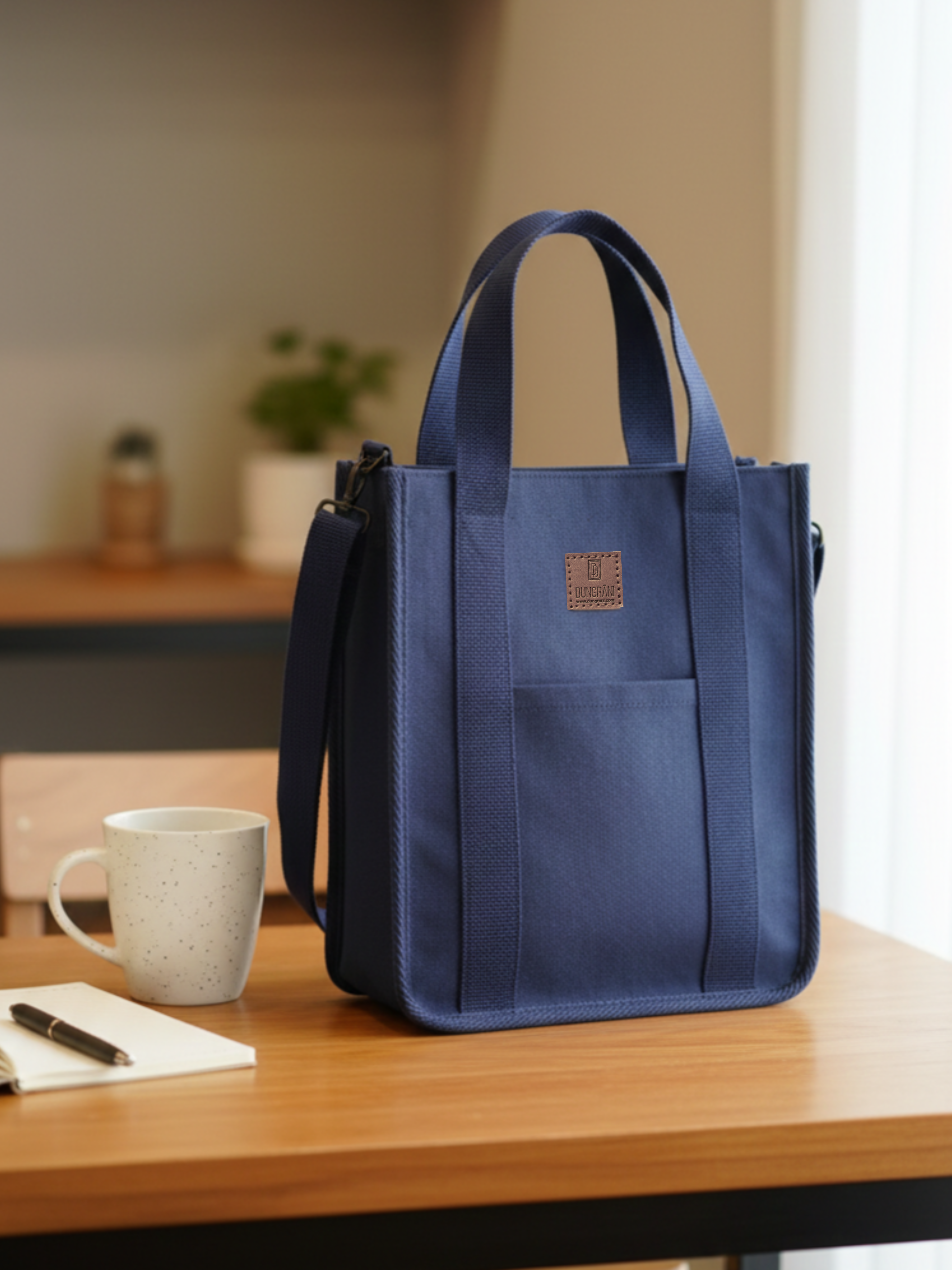 NAVY BLUE LARGE CLASSIC CANVAS TOTE BAG