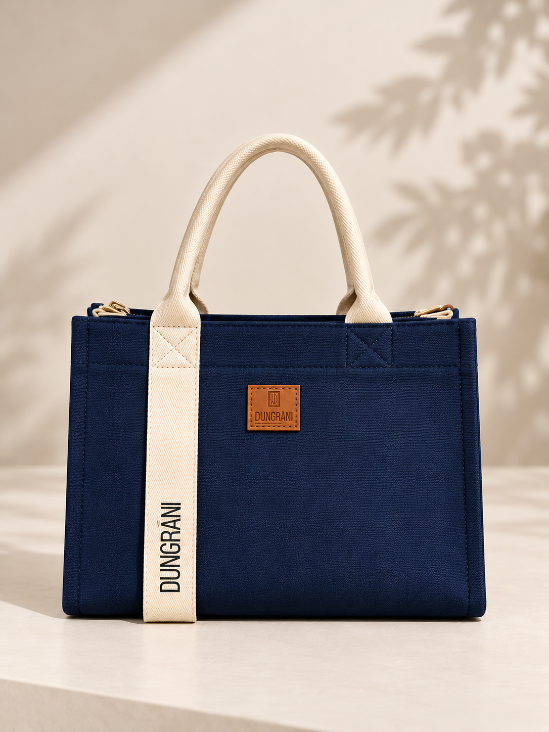 NAVY BLUE MIDIUM SQUAR TOTE BAG