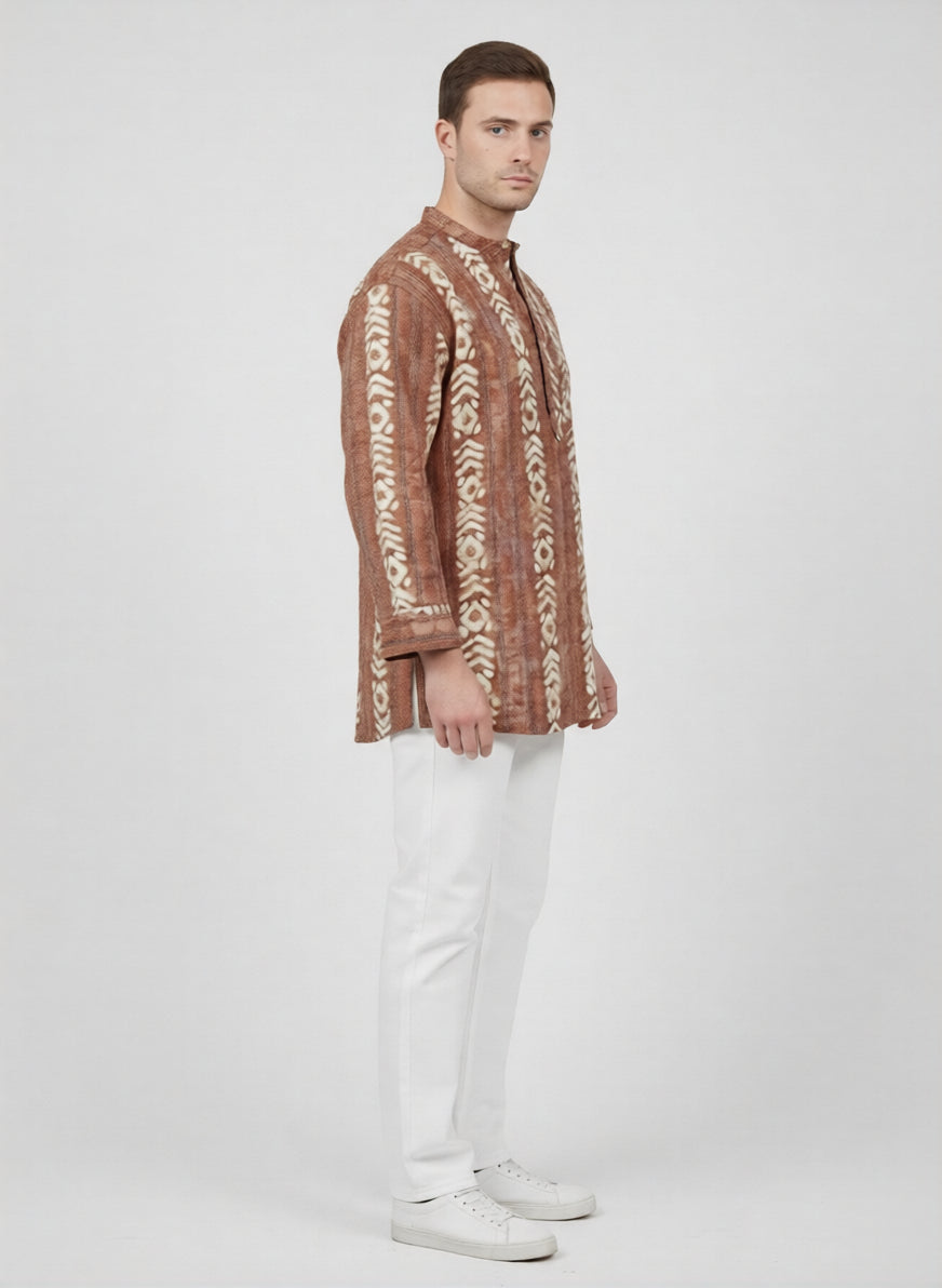 C.C NR GOLD BATIK RUST MENS SHIRT