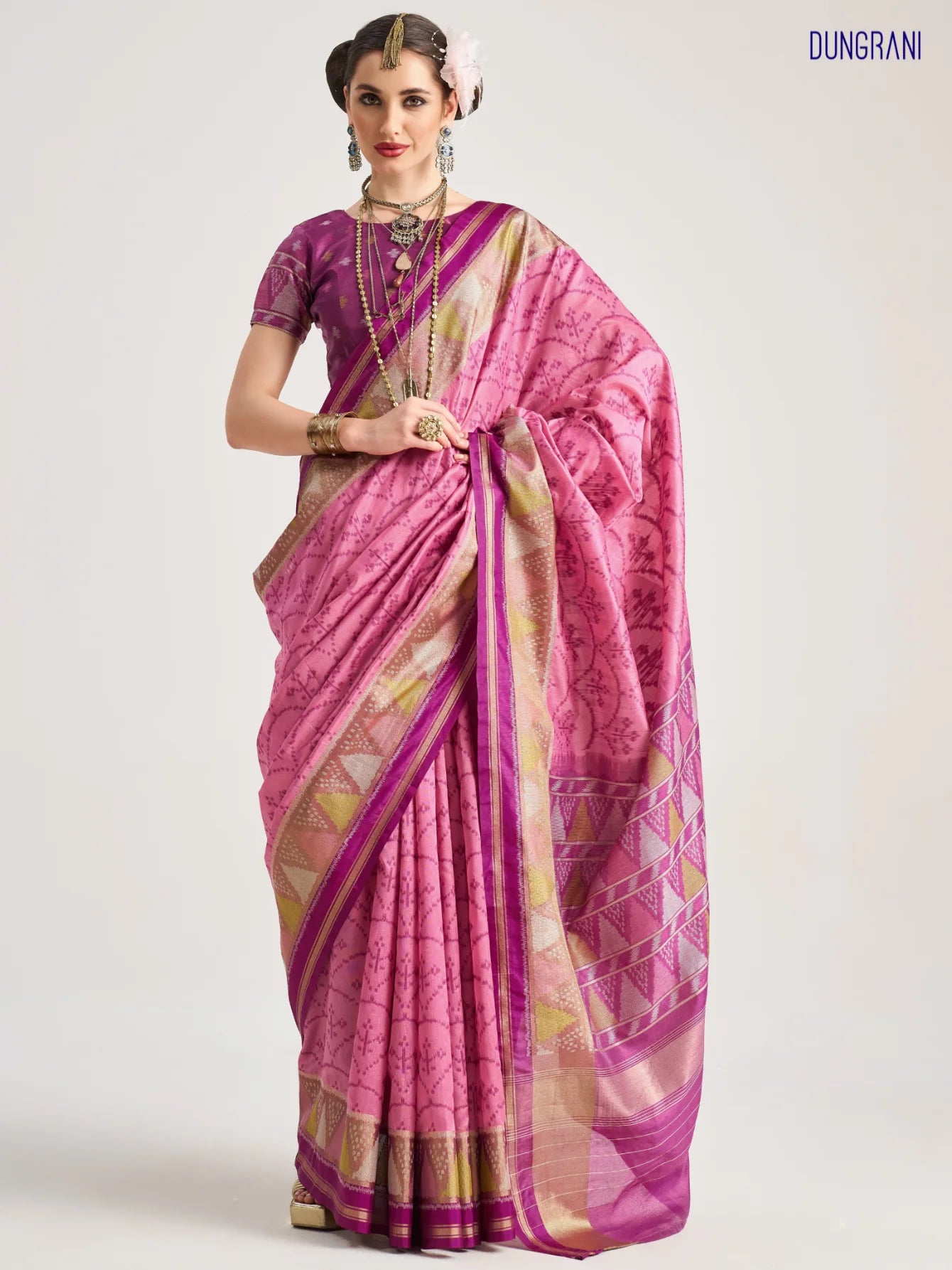 TRIANGLE SILK SAREE WITH BLOUSE