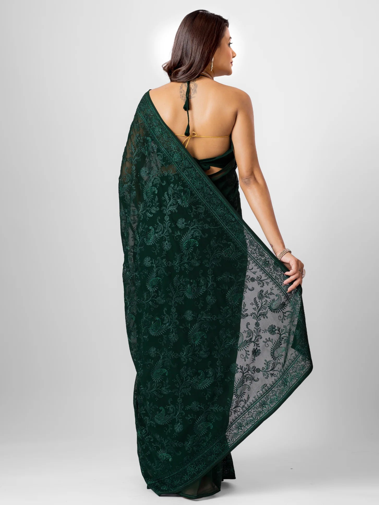 GEORGETTE SMALL MANGO EMBROIDERY SAREE WITH BLOUSE