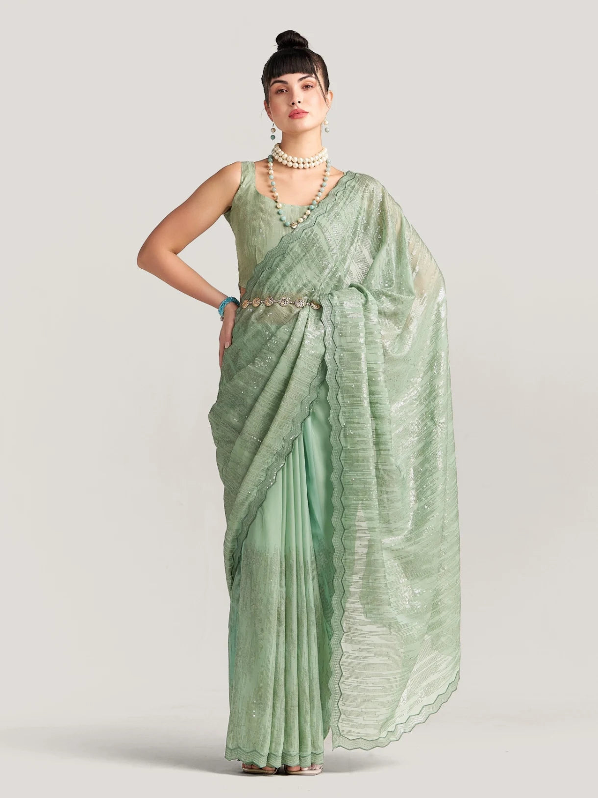 FEEZY MILKY FLEX EMBROIDERY SAREE WITH BLOUSE