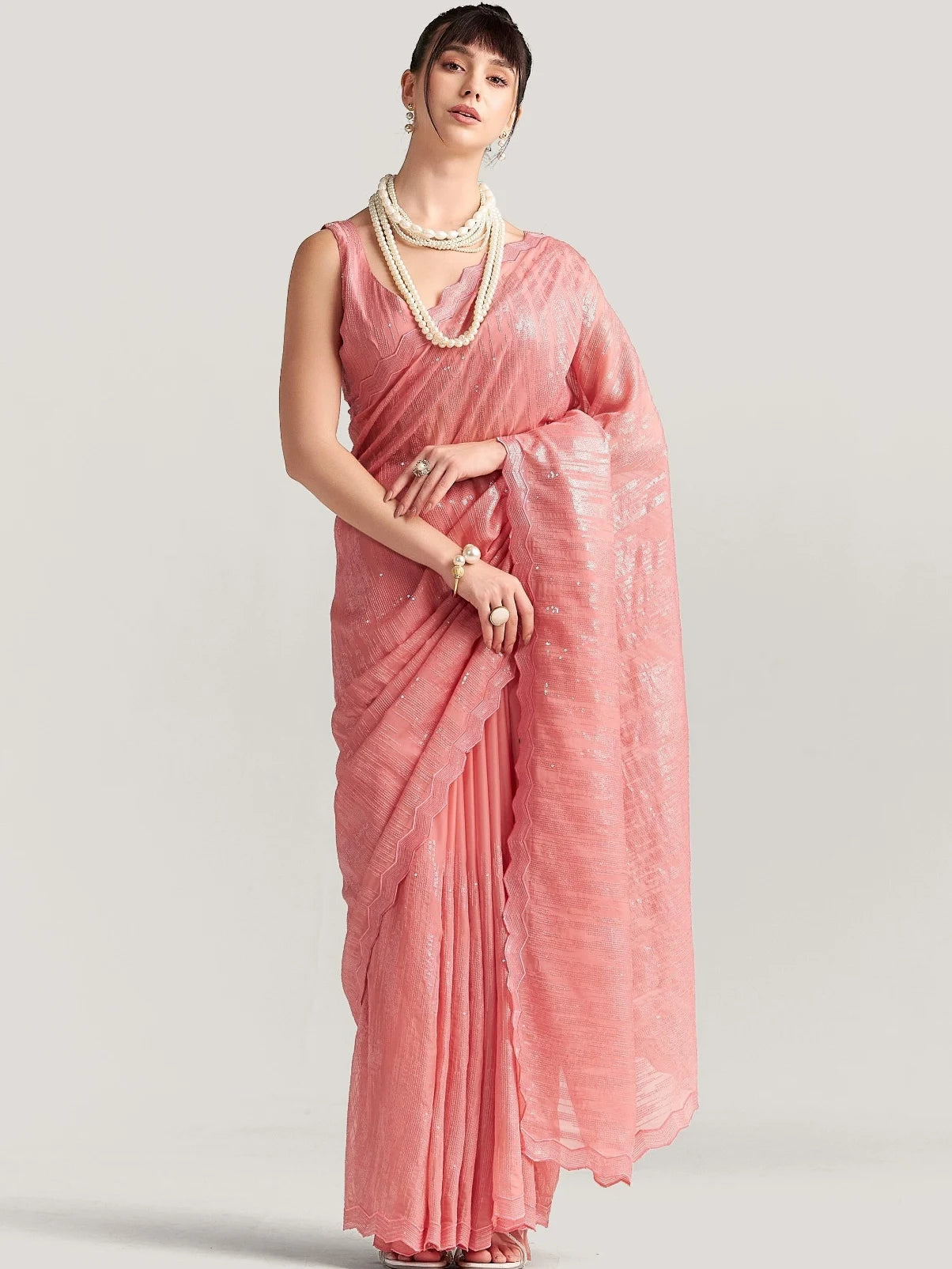 FEEZY MILKY FLEX EMBROIDERY SAREE WITH BLOUSE