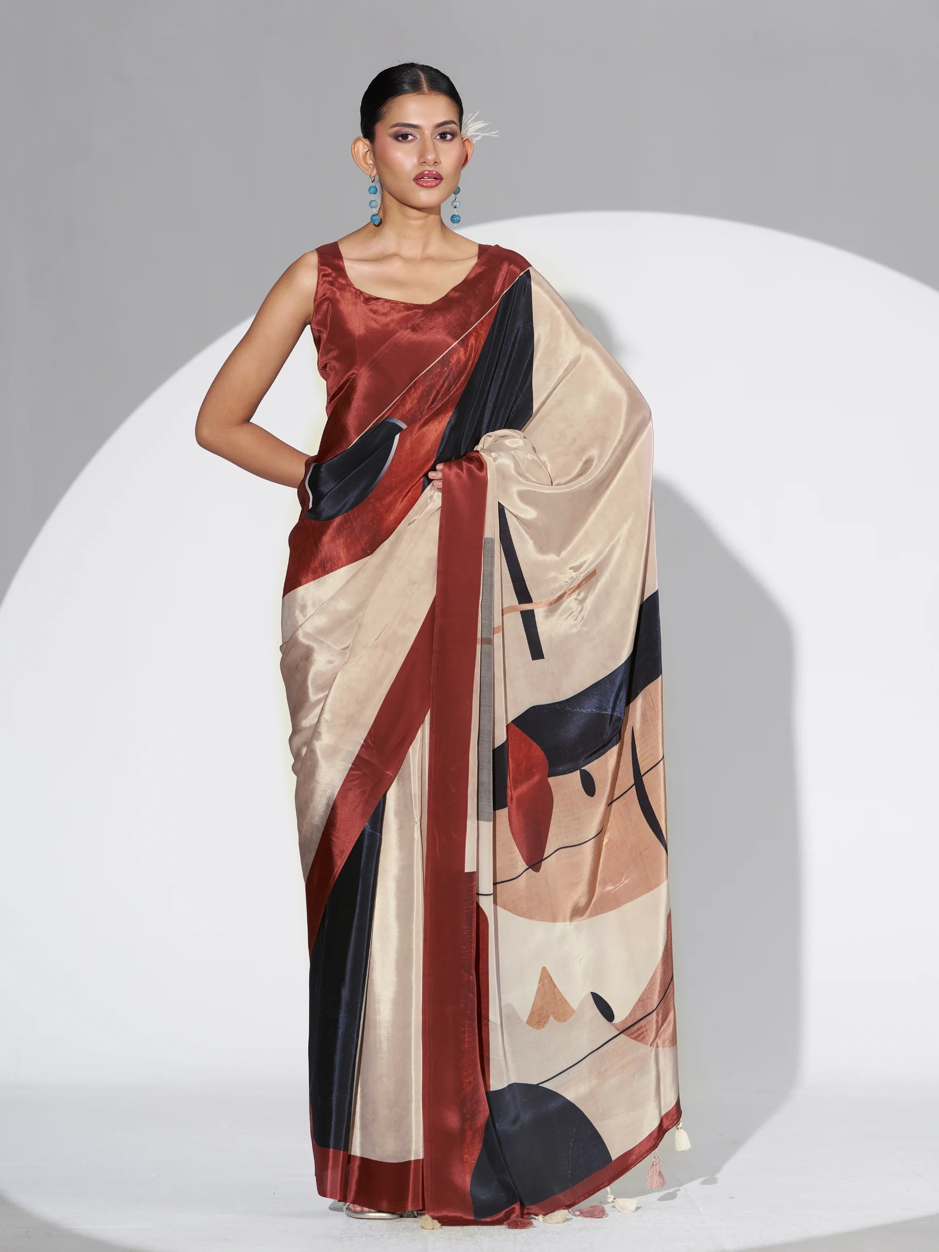 NATURAL CRAPE DIGITAL PRINTED SAREE