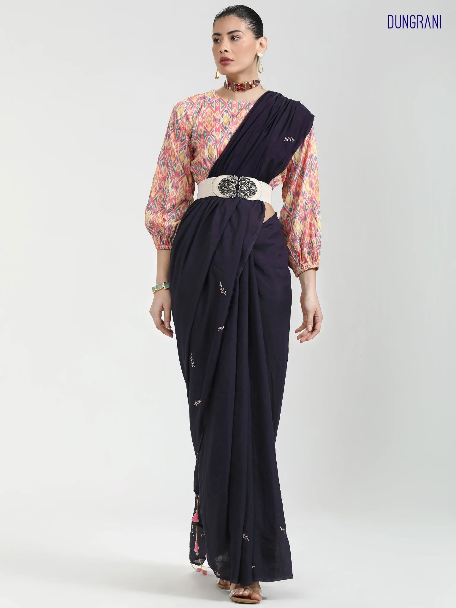 PERI PERI HAND EMBROIDERED LIVA SAREE WITH BLOUSE