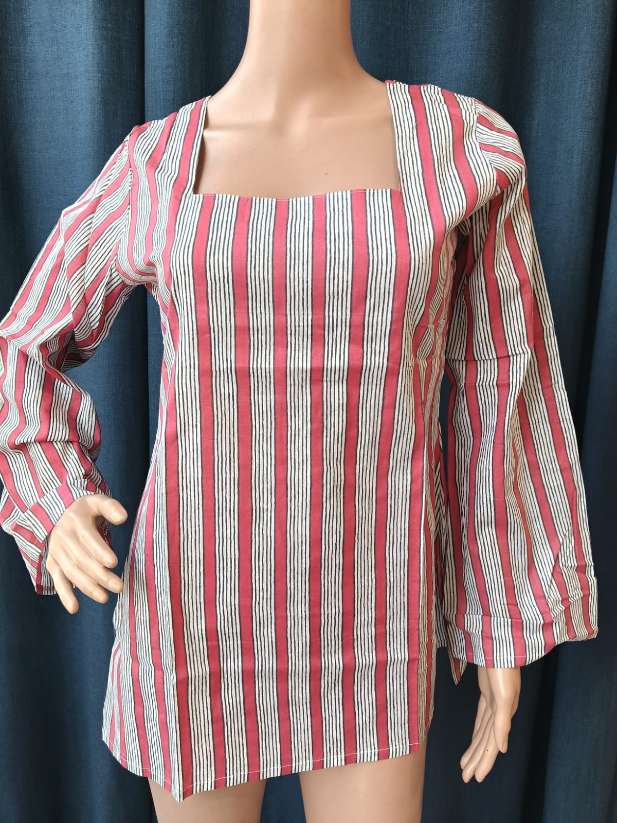 DUNGRANI HANDCRAFTED RANI COTTON SRTIPED PRINT DRESS