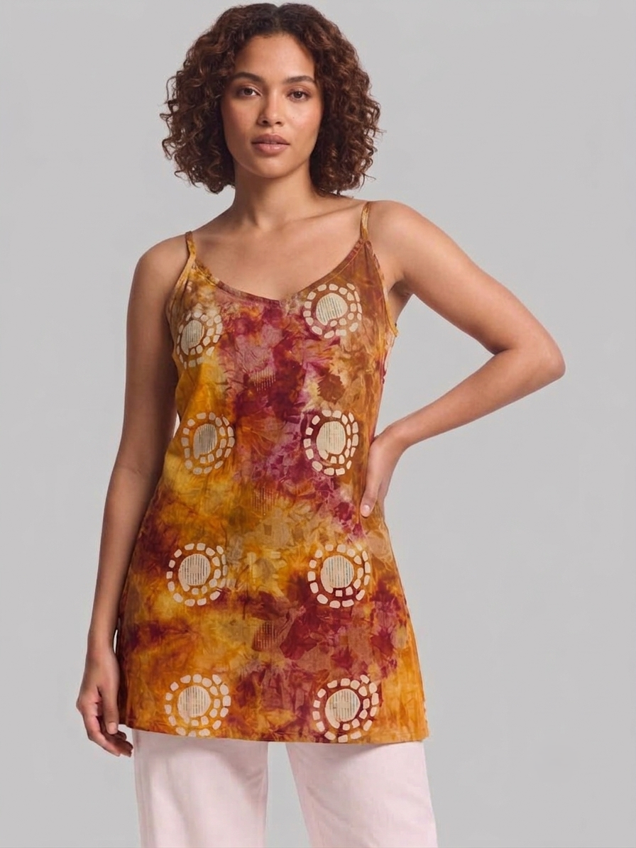 DUNGRANI HANDCRAFTED MUSTARD CC COIN 2 IN 1 BATIK DRESS