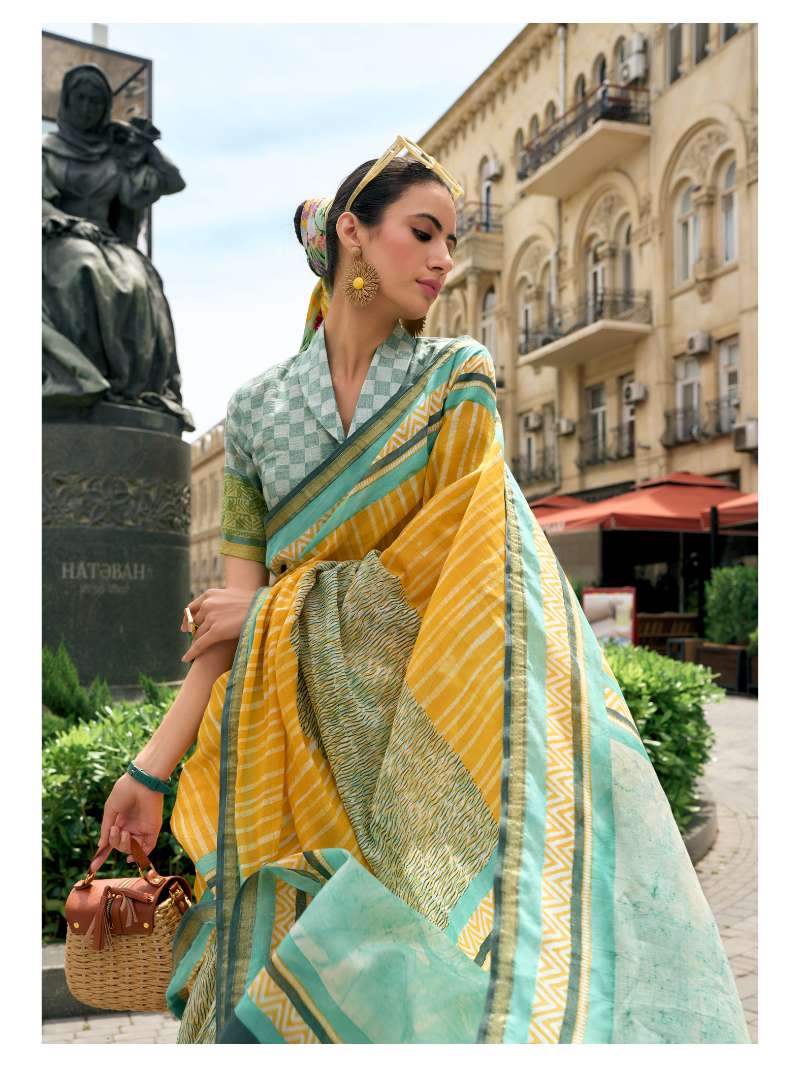 VISCOSE MUL LIVA BLOCK PRINTED SAREE
