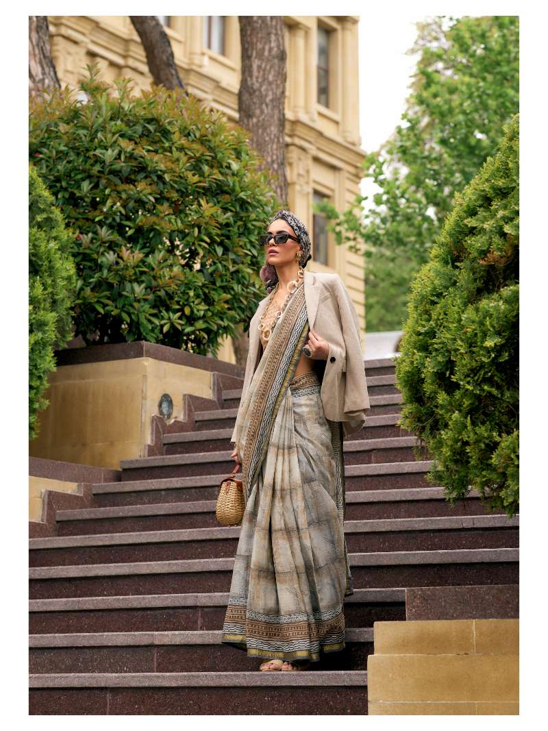 VISCOSE MUL LIVA BLOCK PRINTED SAREE