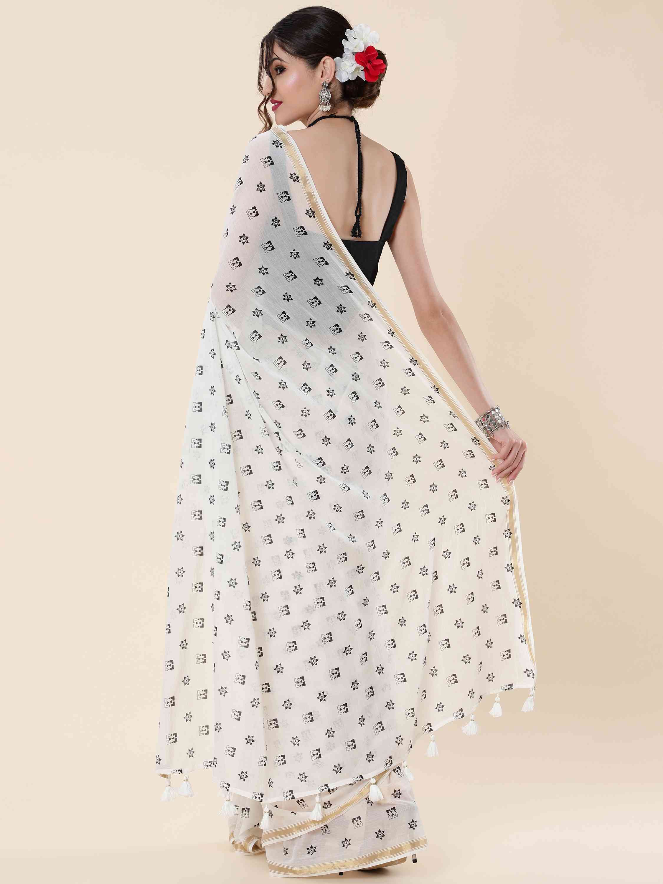 VISCOSE MUL LIVA POLKA DOTS SAREE