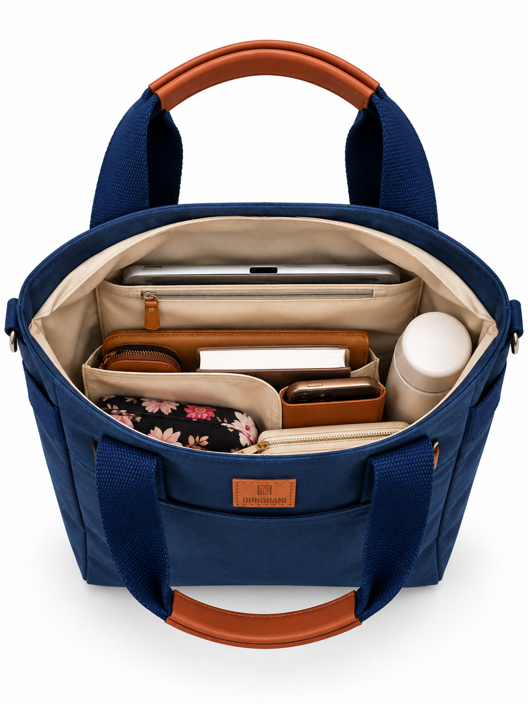 NAVY BLUE UNISEX LARGE CANVAS TOTE BAG