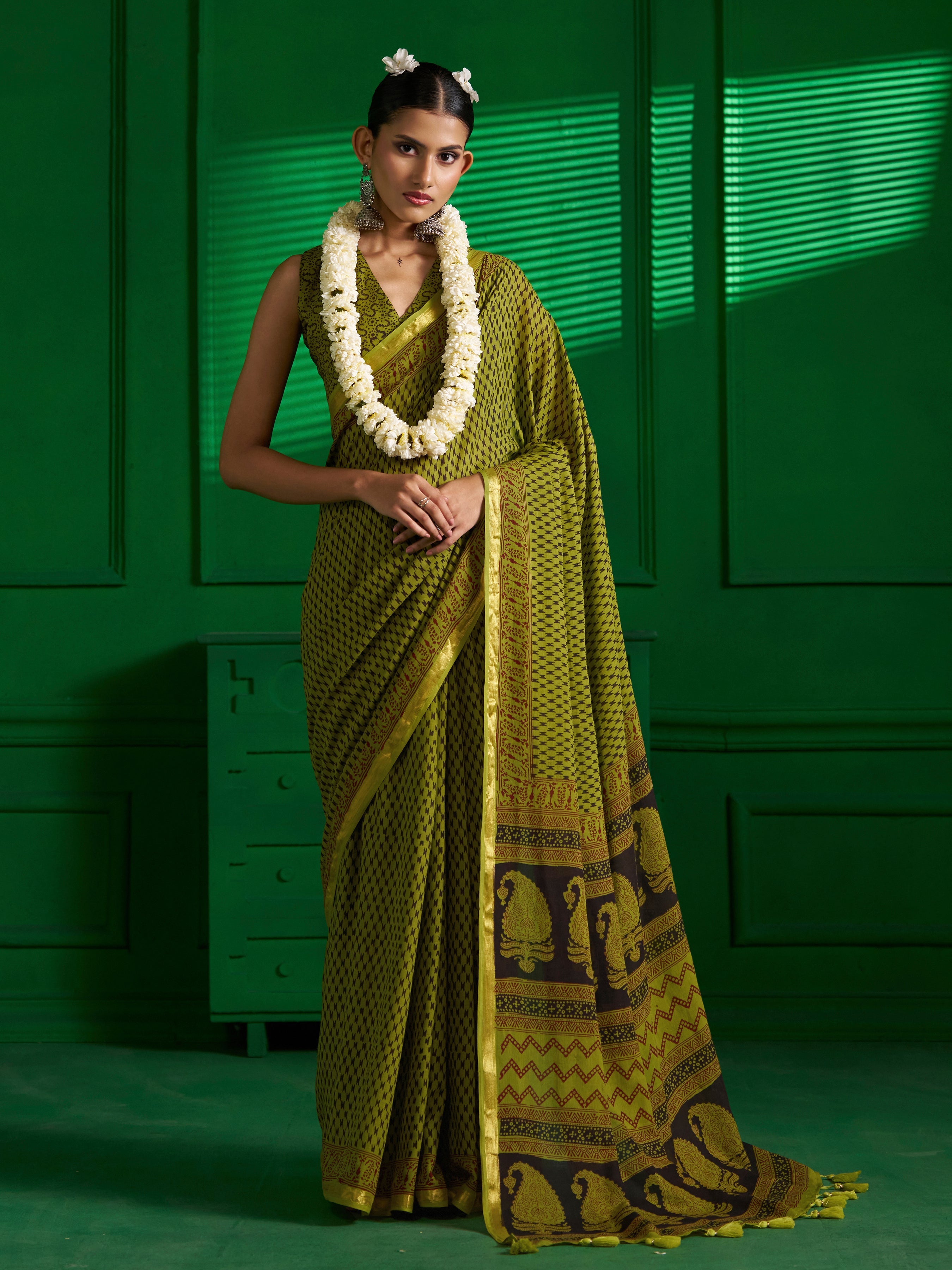 ANCHAL SARAF DEVNANI IN MINT COAL BAGH PRINT SAREE