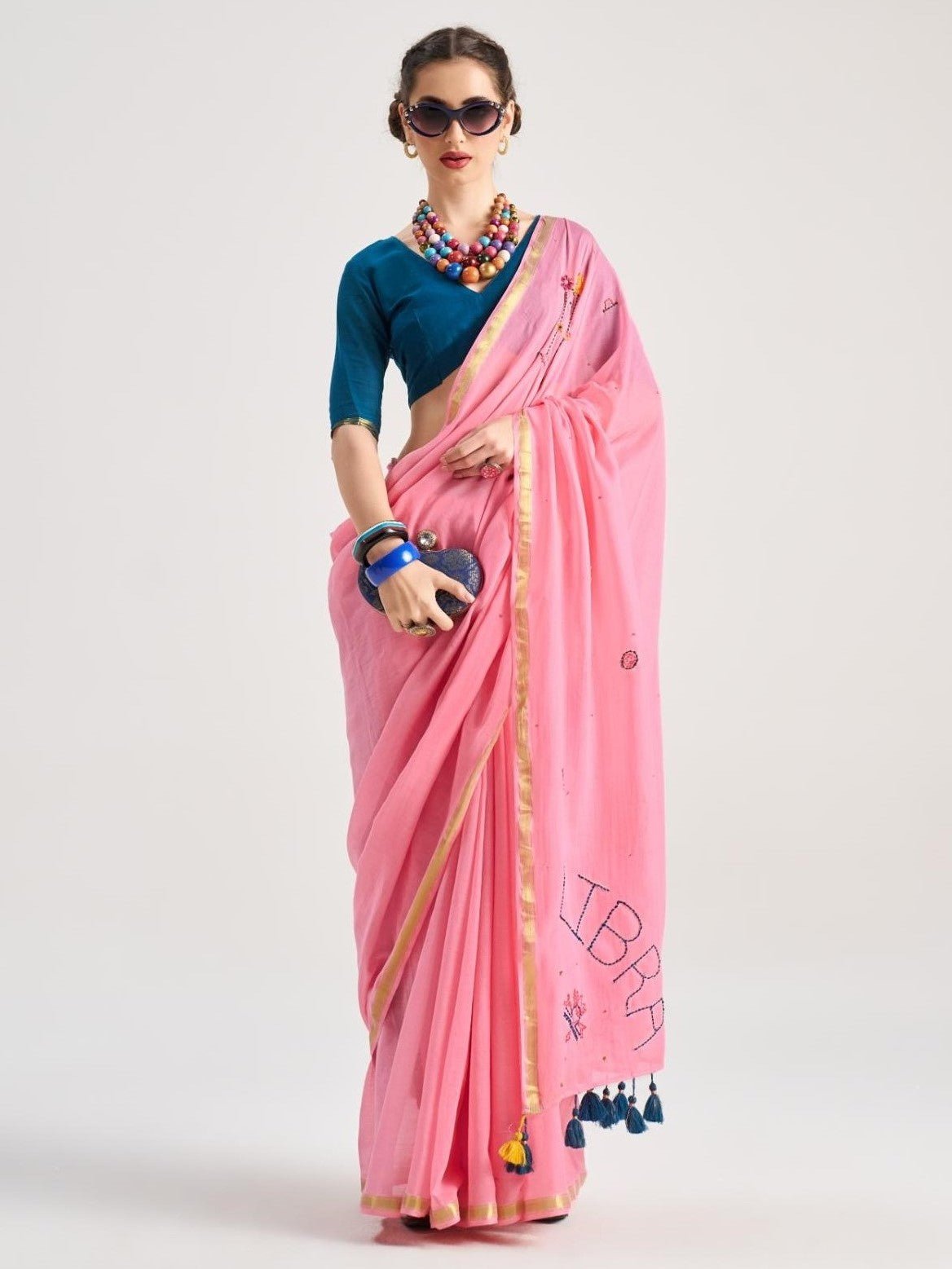 ASHI SETHI IN VISCOSE MUL LIBRA VEDIC ZODIAC HAND EMBROIDERED SAREE