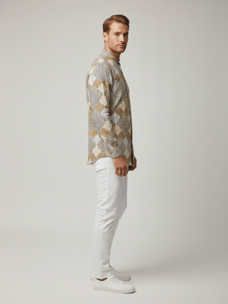 BROWN PERI PERI BLOCK PRINTED MENS SHIRT