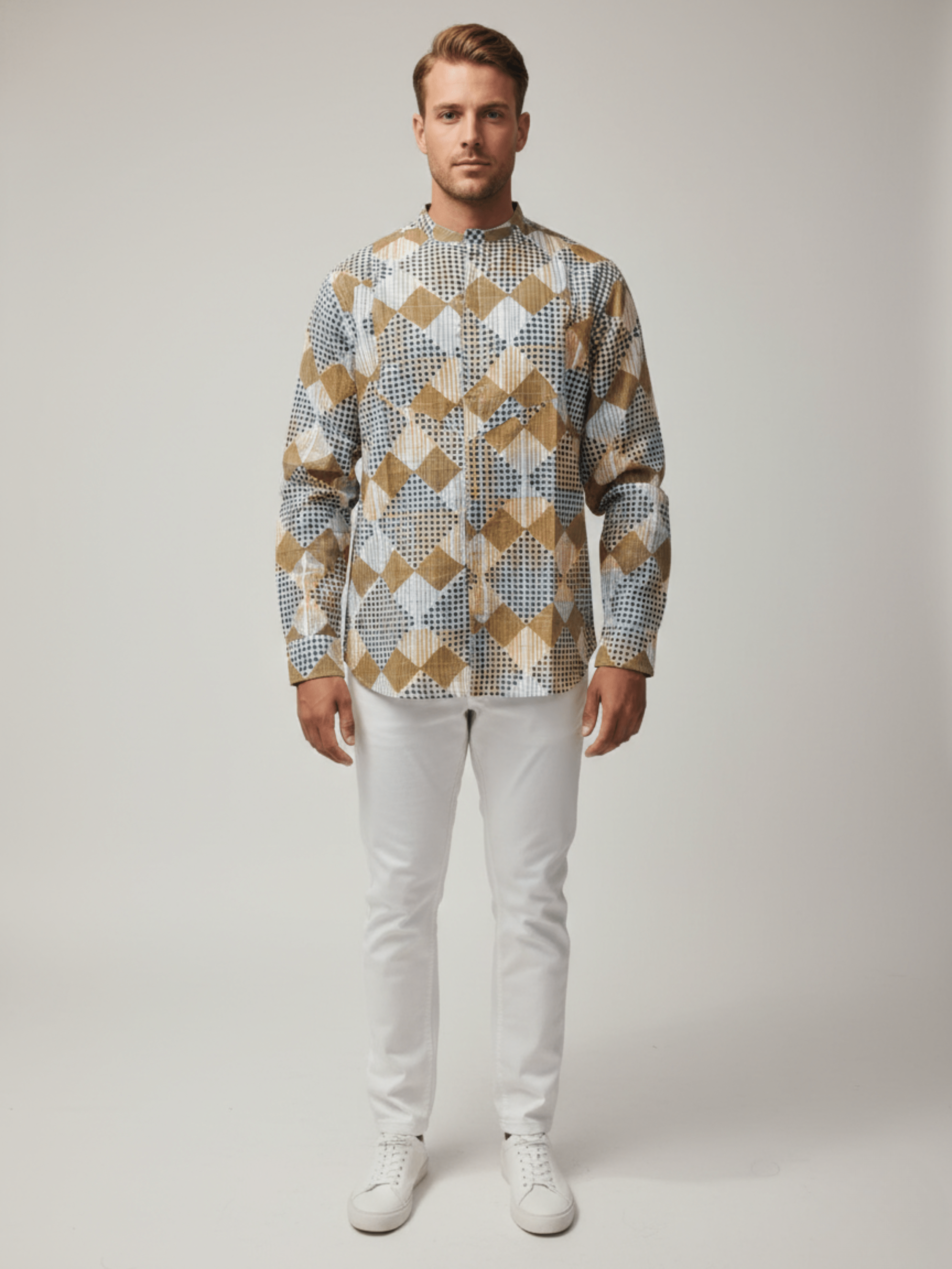 BROWN PERI PERI BLOCK PRINTED MENS SHIRT