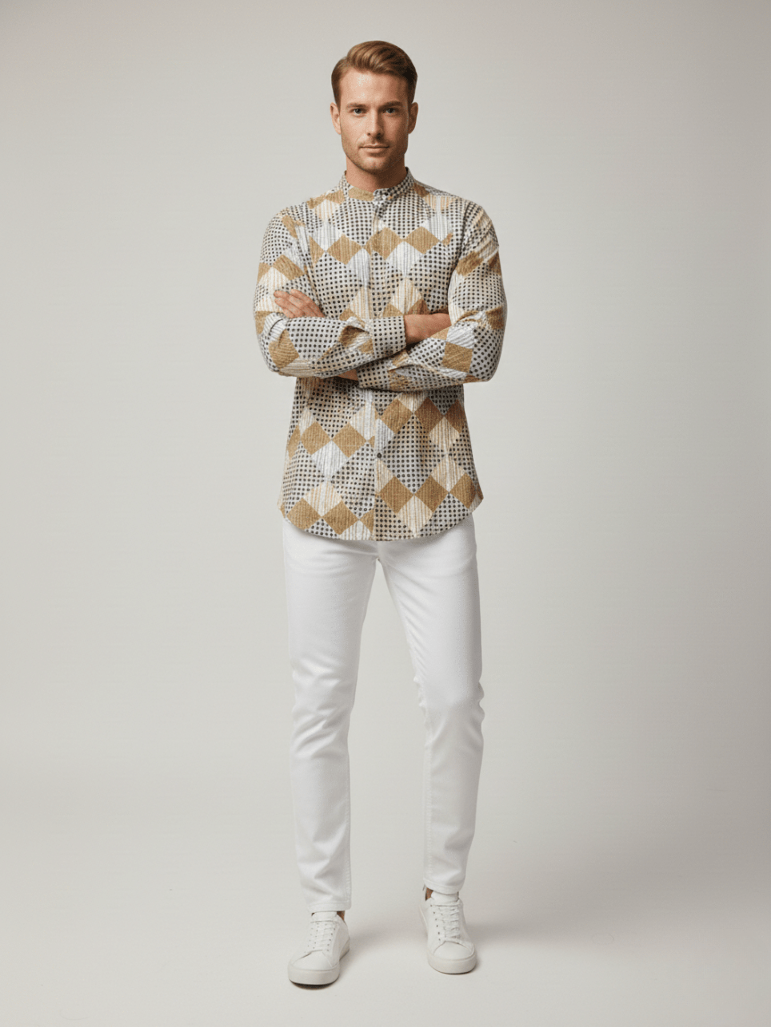 BROWN PERI PERI BLOCK PRINTED MENS SHIRT