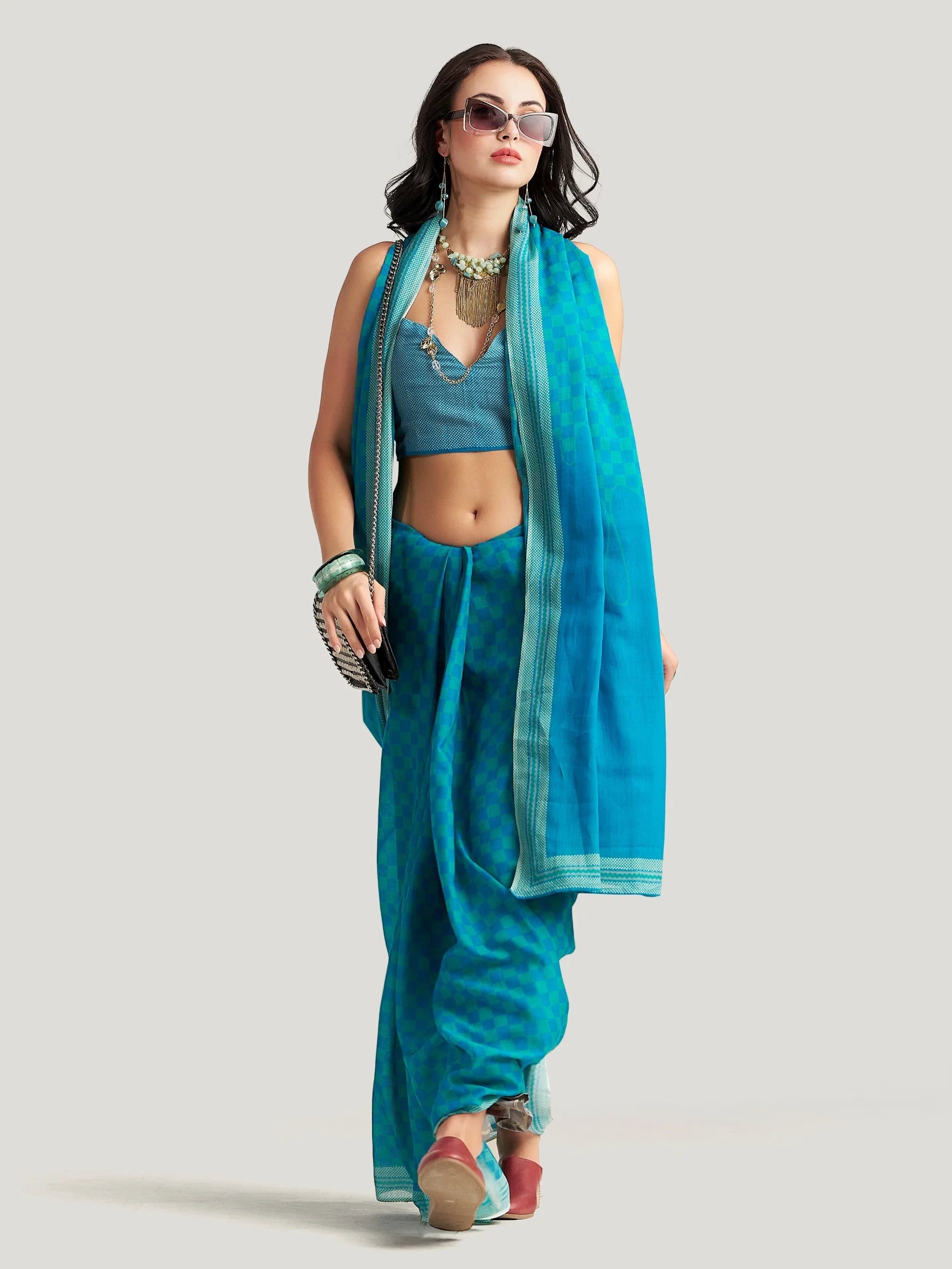 CAPRI BLUE VISCOSE MUL LIVA DIGITAL PRINTED SAREE
