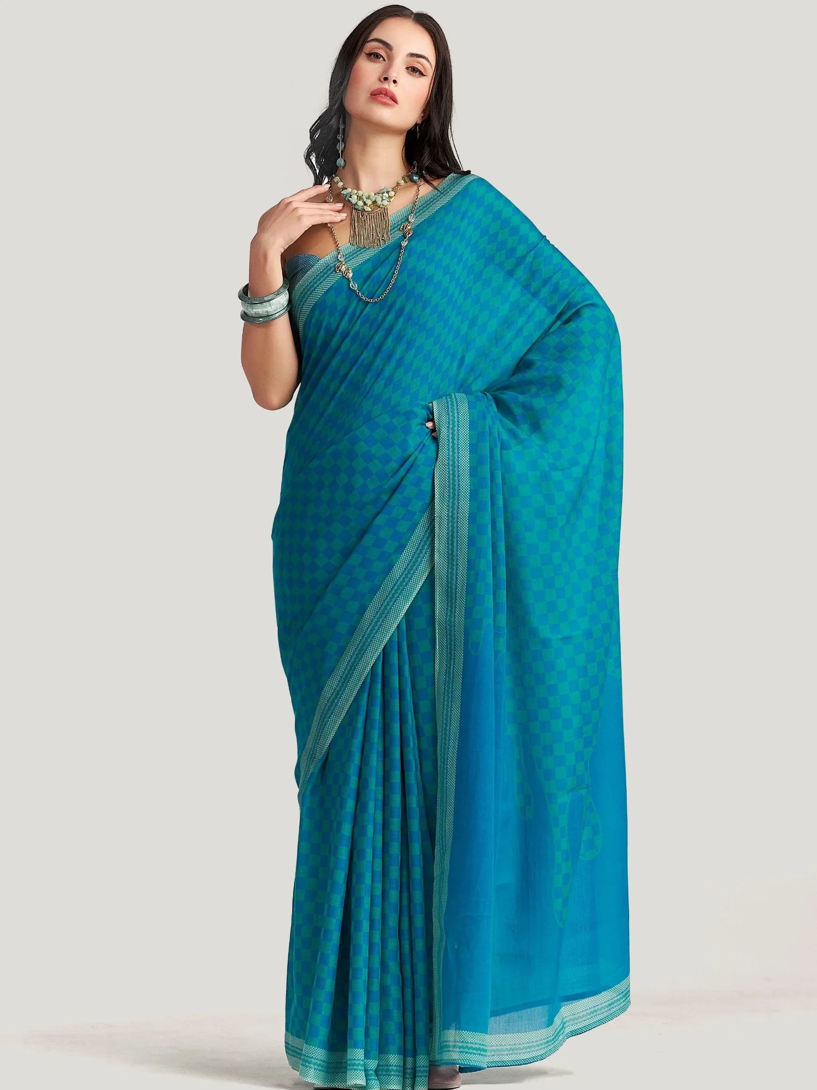 CAPRI BLUE VISCOSE MUL LIVA DIGITAL PRINTED SAREE
