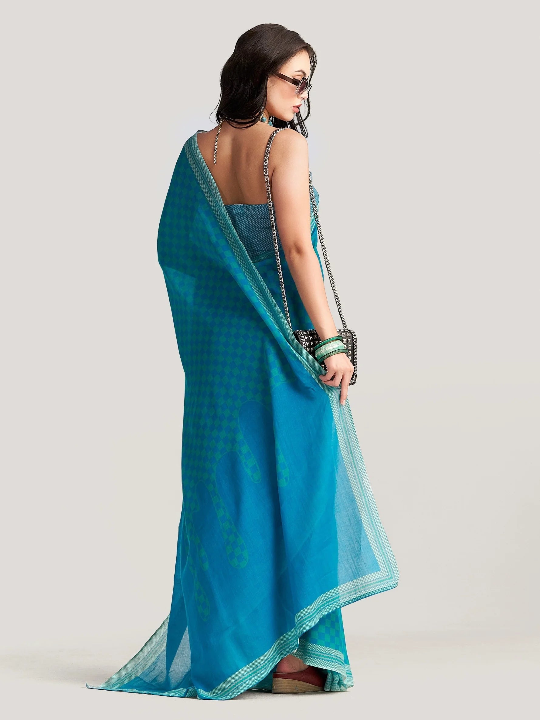 CAPRI BLUE VISCOSE MUL LIVA DIGITAL PRINTED SAREE
