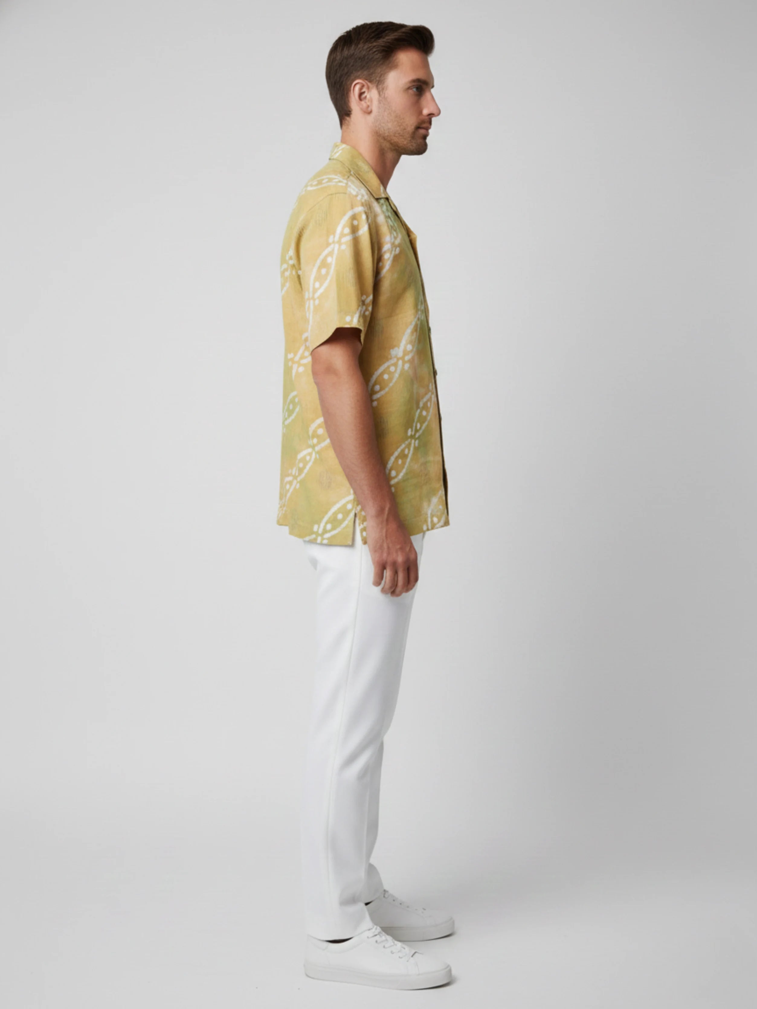 C.C COIN BATIK PRINTED YELLOW MENS SHIRT