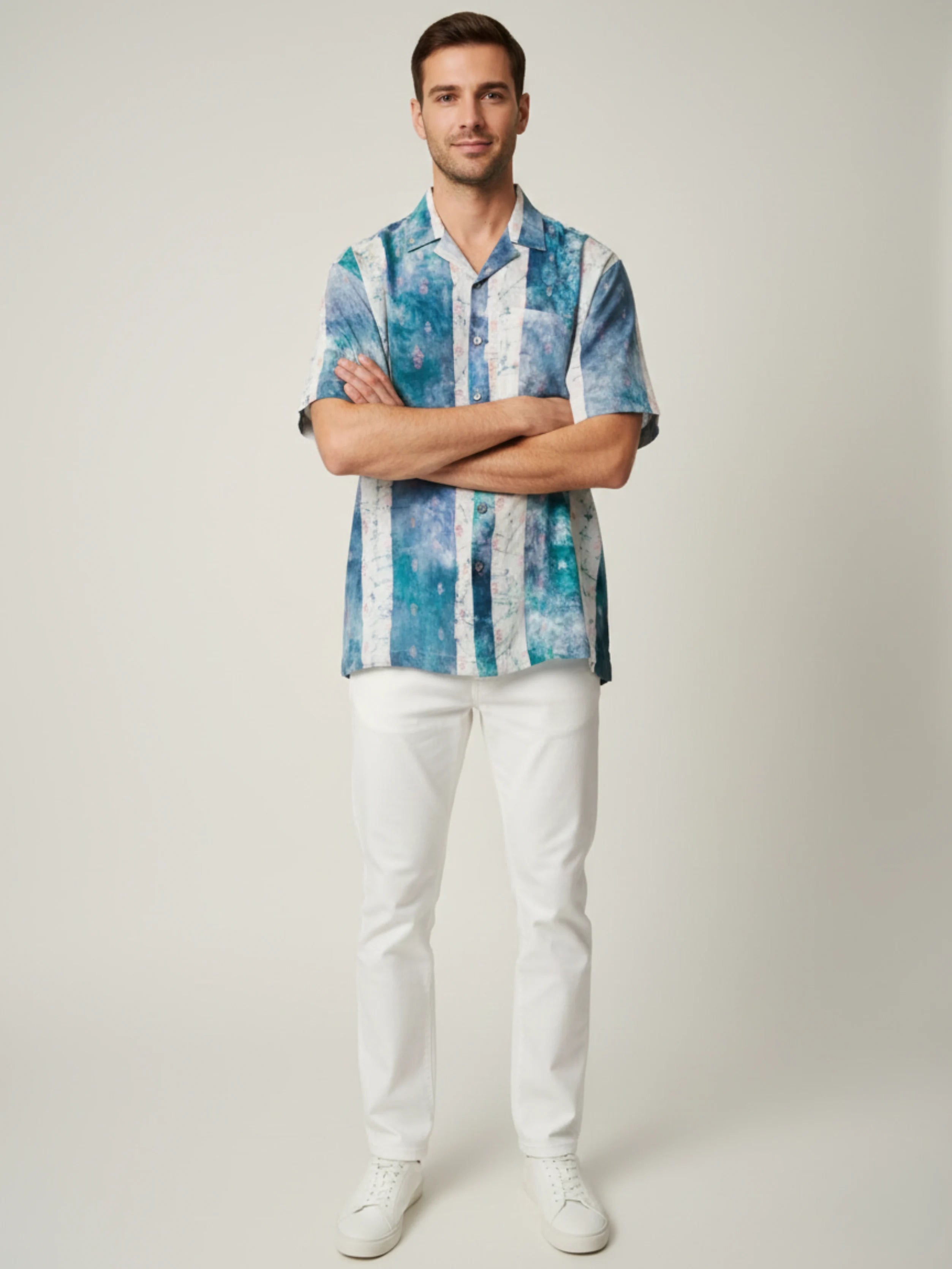 C.C LEAF BATIK PRINTED MULTI-COLOR MEN'S SHIRT