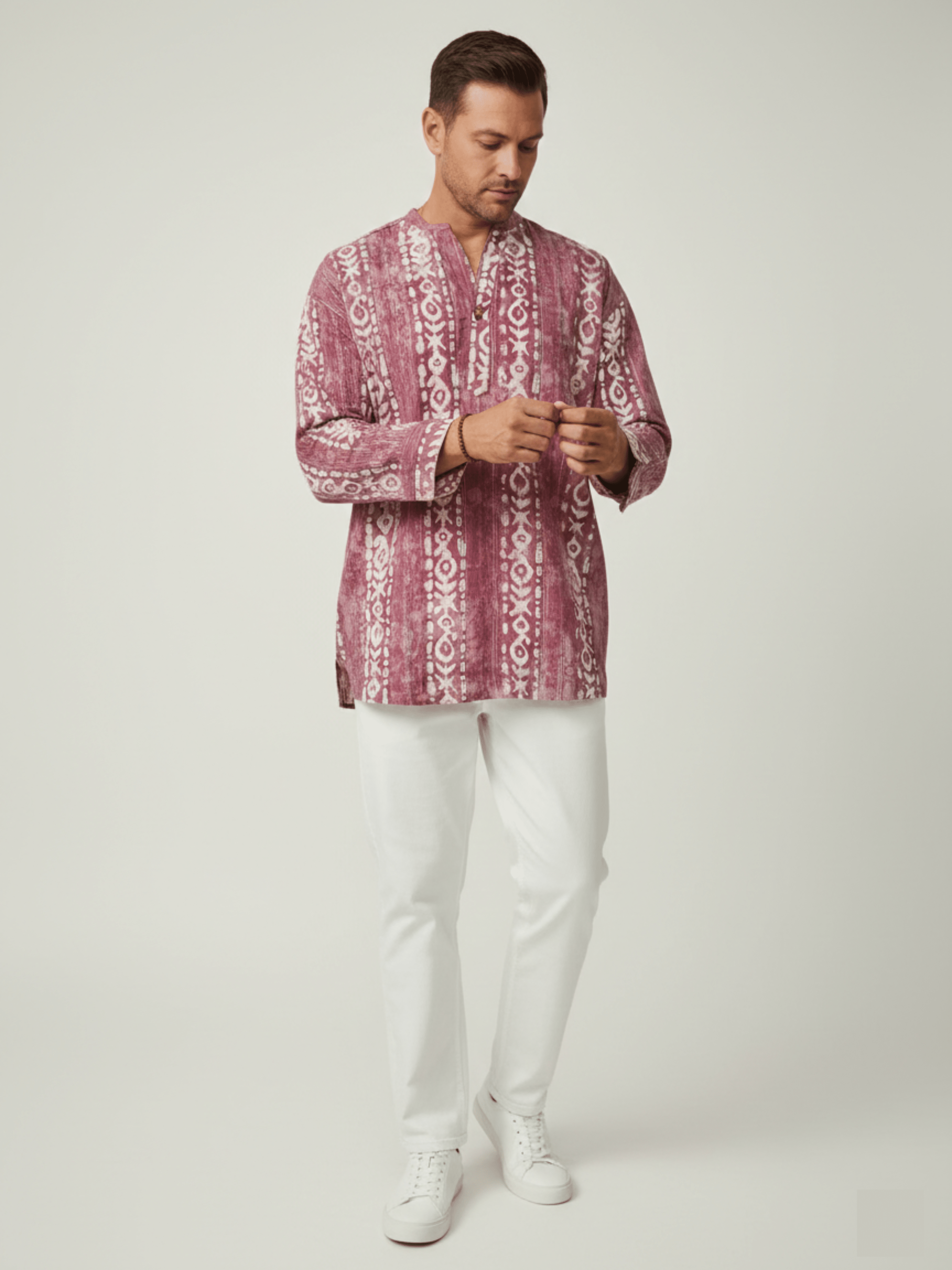 C.C NR GOLD BATIK MAUVE MENS SHIRT