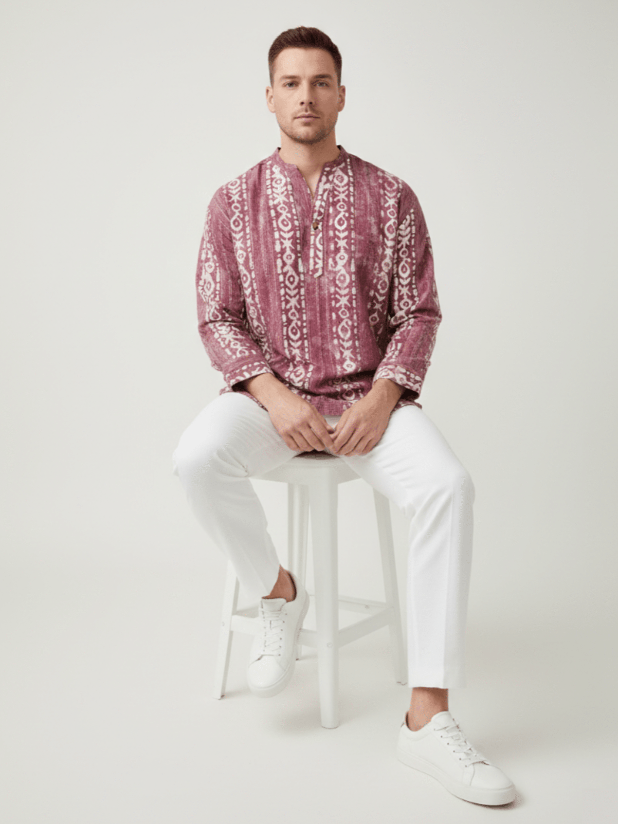 C.C NR GOLD BATIK MAUVE MENS SHIRT