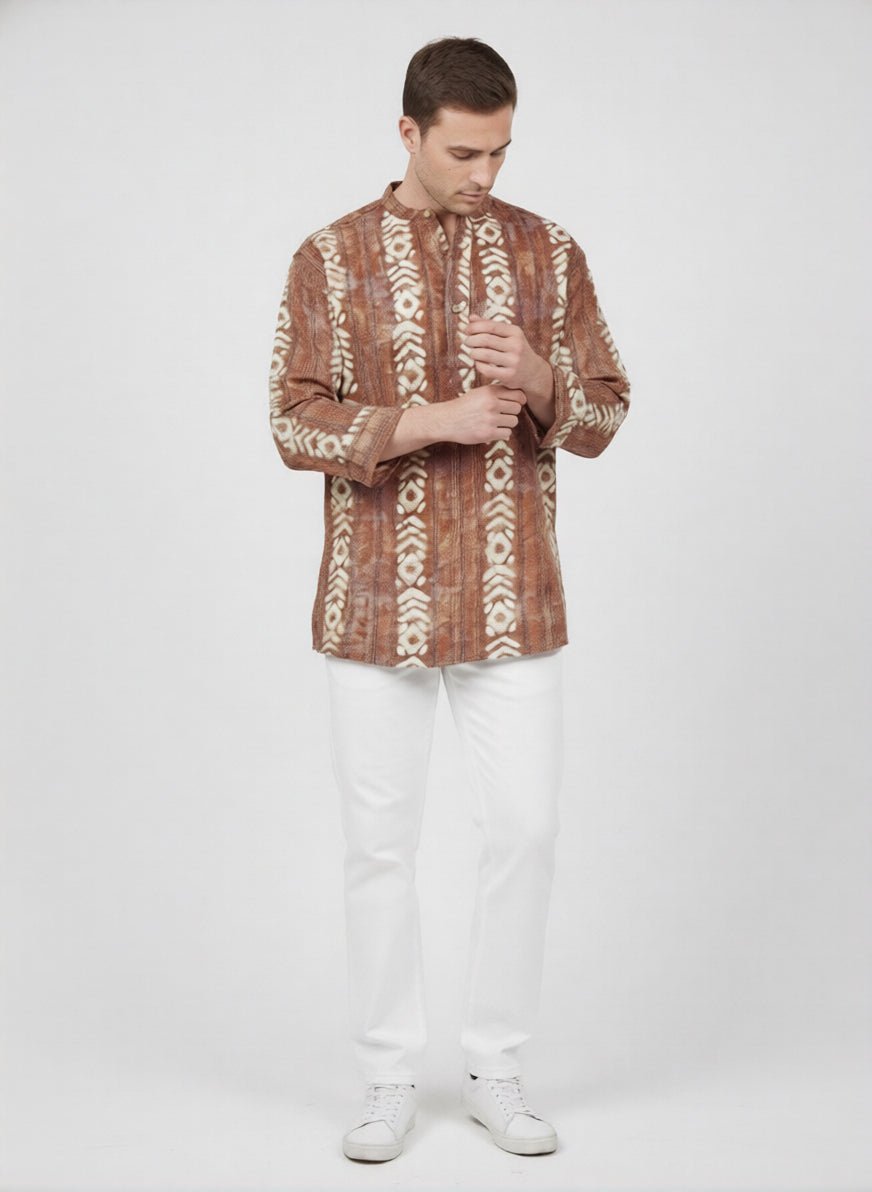 C.C NR GOLD BATIK RUST MENS SHIRT