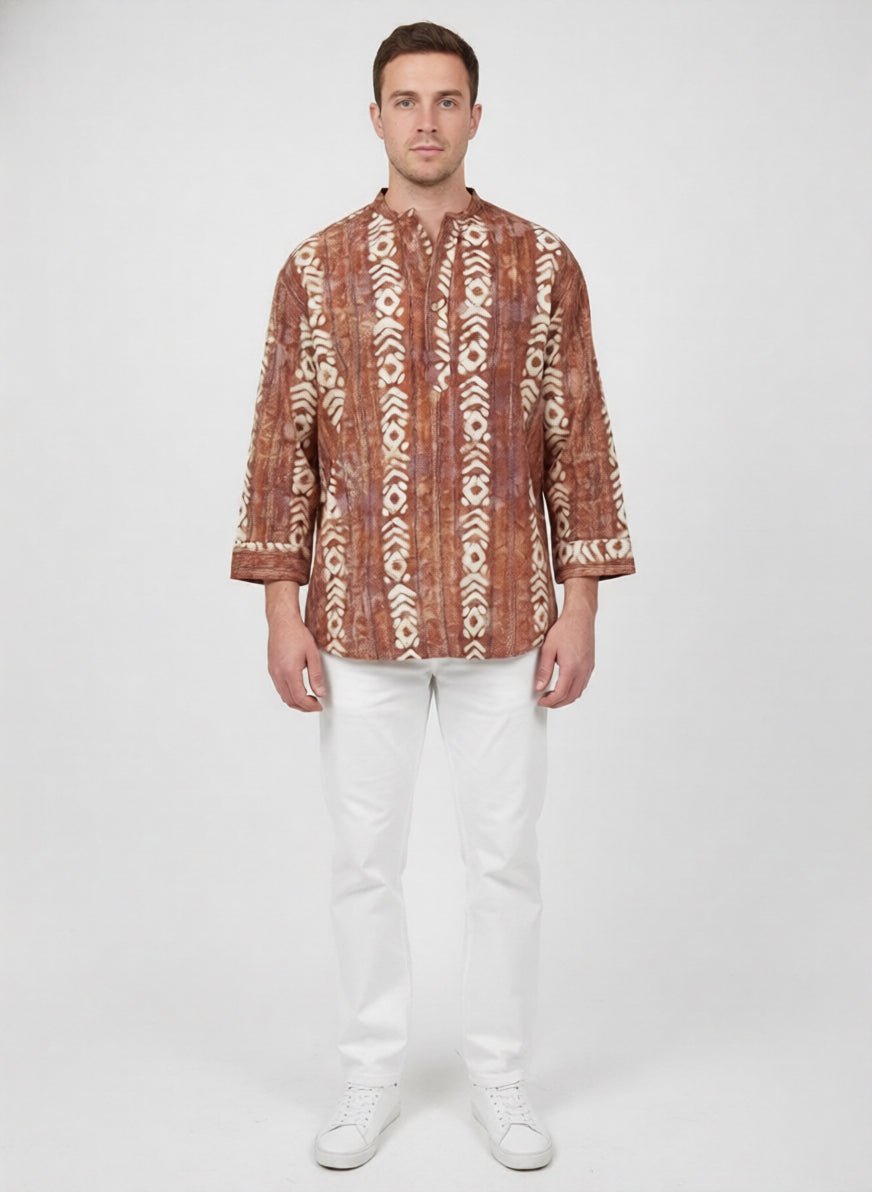 C.C NR GOLD BATIK RUST MENS SHIRT